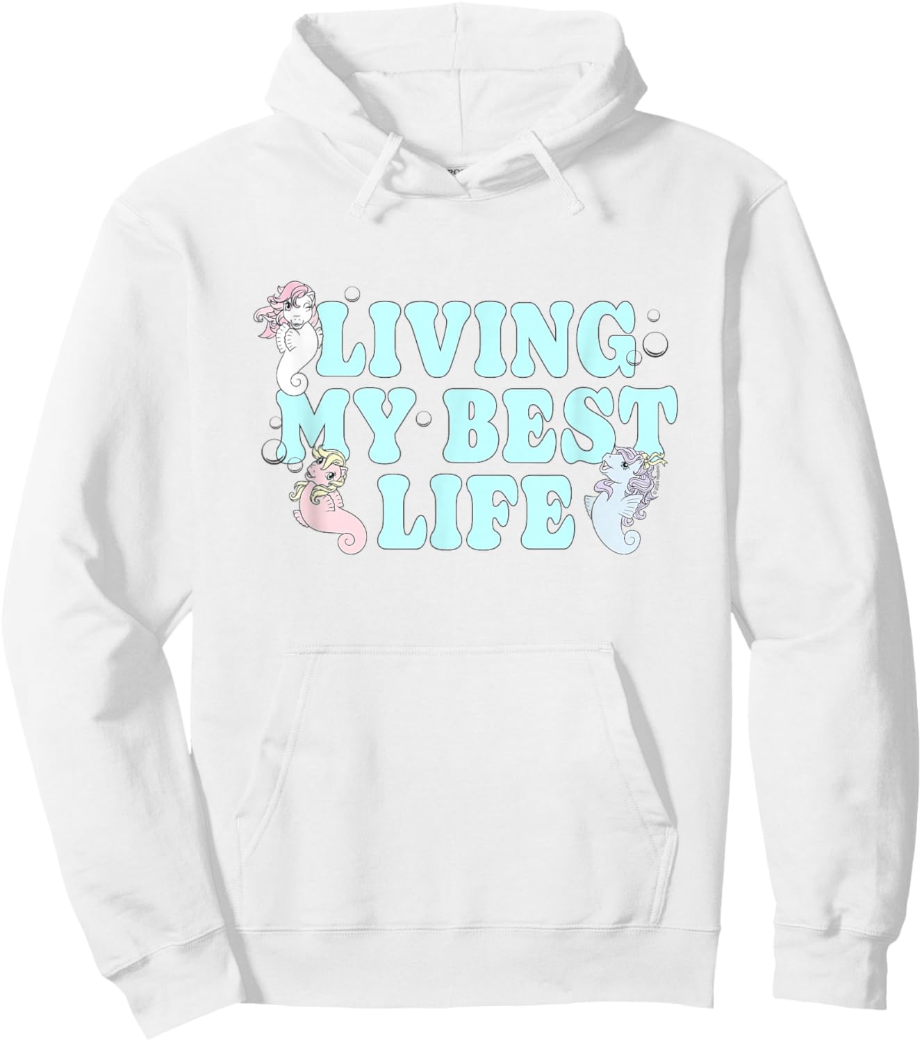My Little Pony Living My Best Life Cute Seaponies Chest Logo Hoodie - Hoodie | White