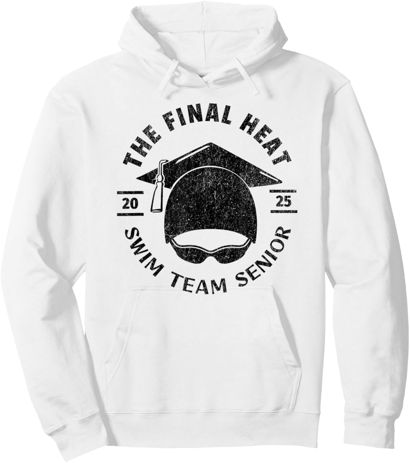 Swim Senior 2025 Graduation Cap Hoodie - Hoodie | White