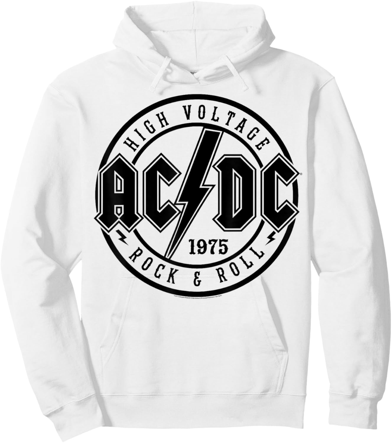 AC/DC Classic White Cotton - Rock & Roll, Adult, Short Sleeve Hoodie - Hoodie | White