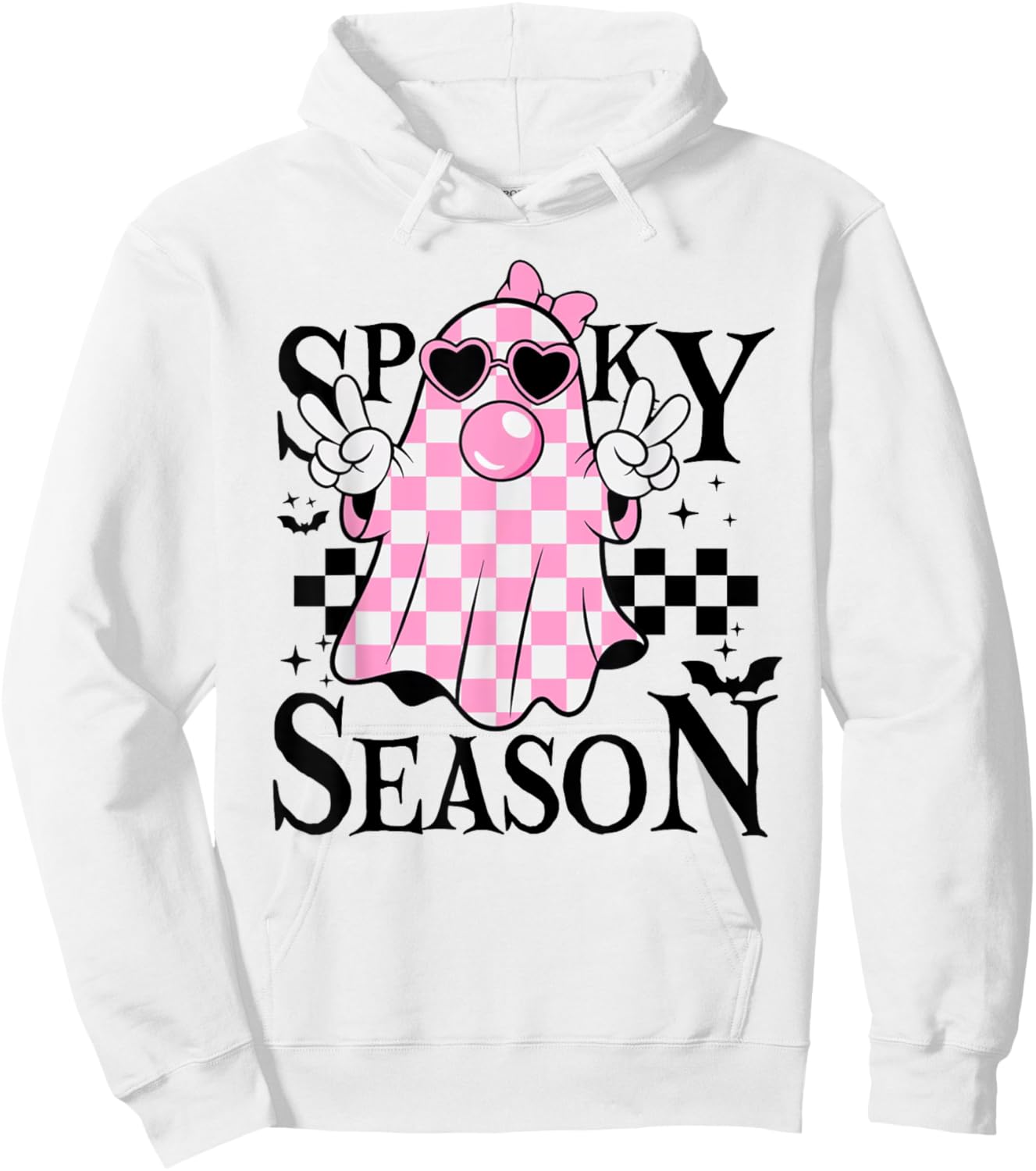 Spooky Season Ghost Halloween Retro Groovy Women Girls Kids Hoodie - Hoodie | White