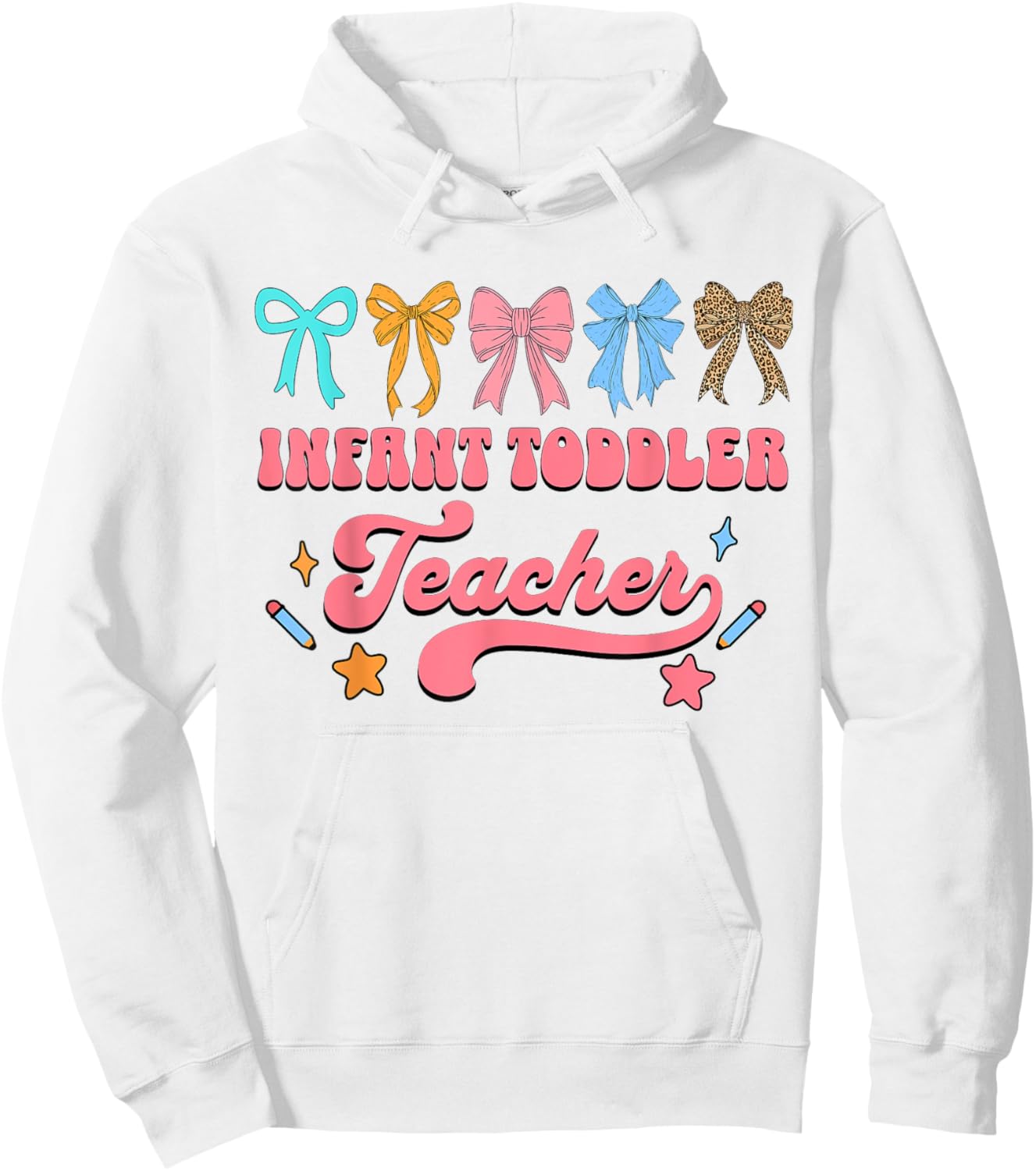 Infant Toddler Teacher Squad Daycare Coquette Bow Hoodie - Hoodie | White