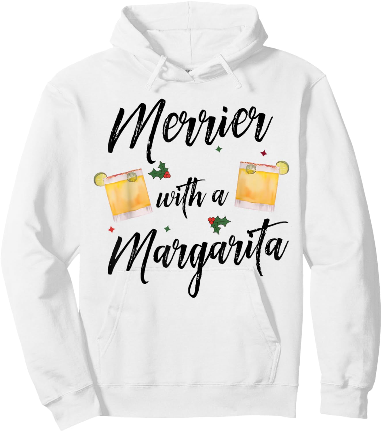 Merrier With A Margarita Christmas Margarita Xmas Tequila Hoodie - Hoodie | White