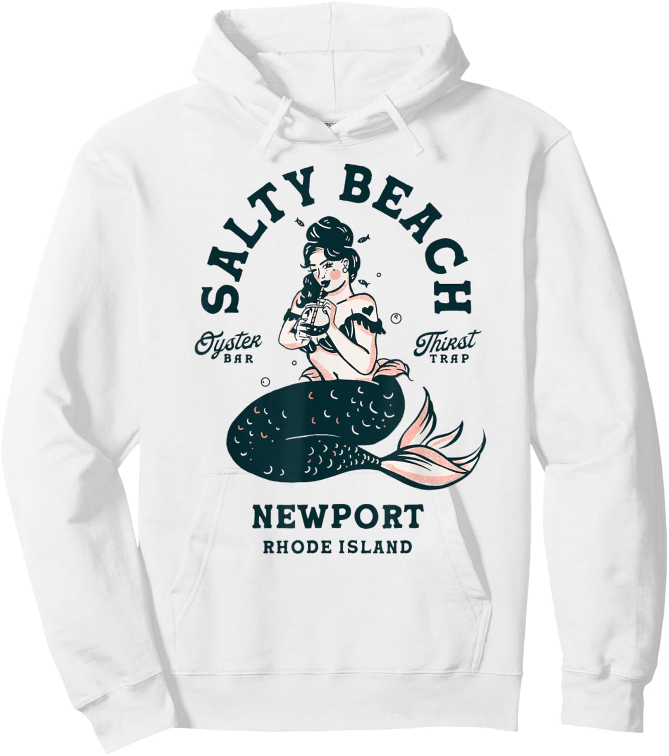 Salty Beach Newport Mermaid Shirt Rhode Island Oyster Pin Up Hoodie - Hoodie | White