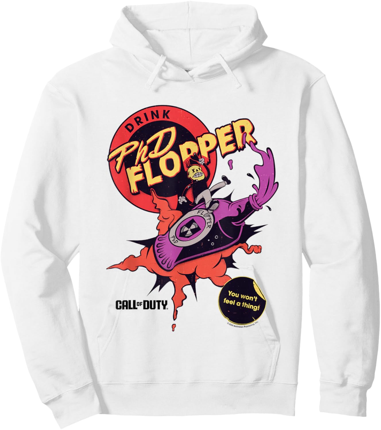 Call Of Duty Drink PhD Flopper You Won't Feel A Thing! Logo Hoodie - Hoodie | White