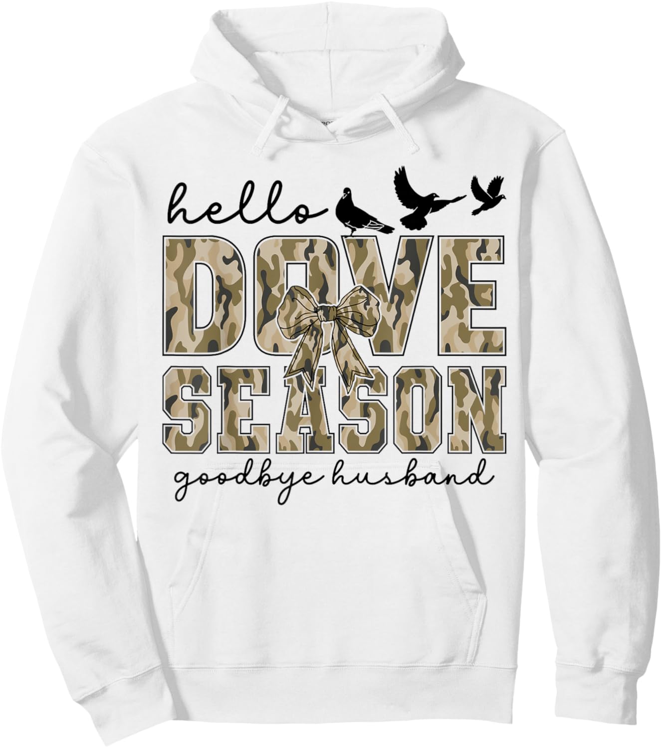 Retro Hello Dove Season Goodbye Husband Hunting Camo Flag Hoodie - Hoodie | White