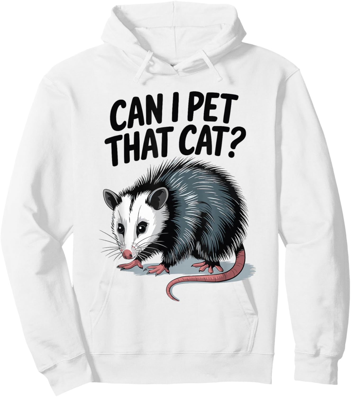 Can I Pet That Cat Opossum Hoodie - Hoodie | White
