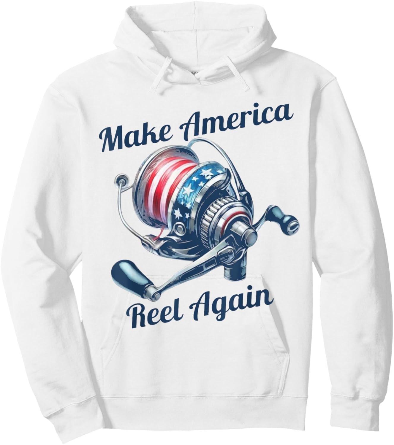 Make America Reel Again Funny Fishing Hoodie - Hoodie | White