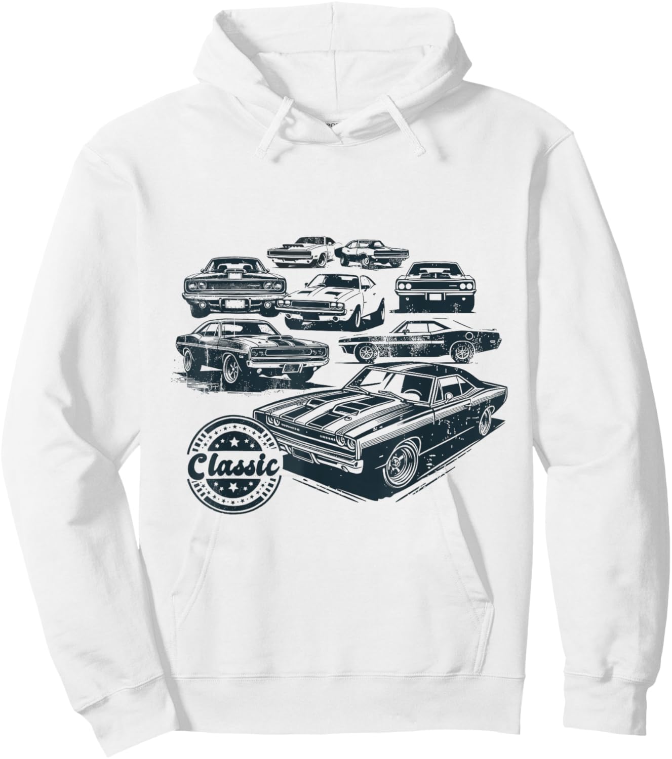 Classic Car Collection Vintage Muscle Cars Hoodie - Hoodie | White
