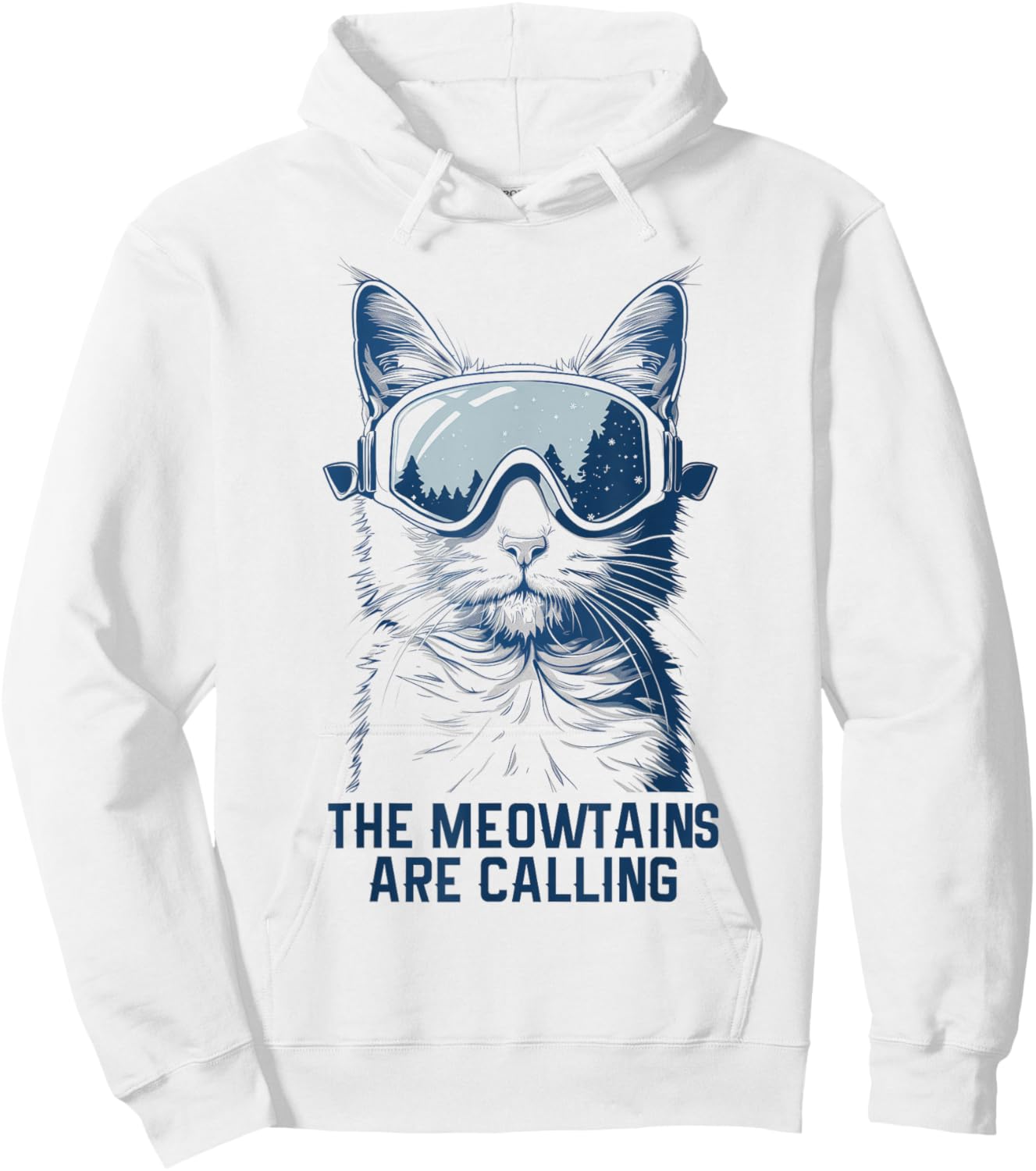 Ski Snowboard Cat Funny The Meowtains Are Calling Skiing Hoodie - Hoodie | White