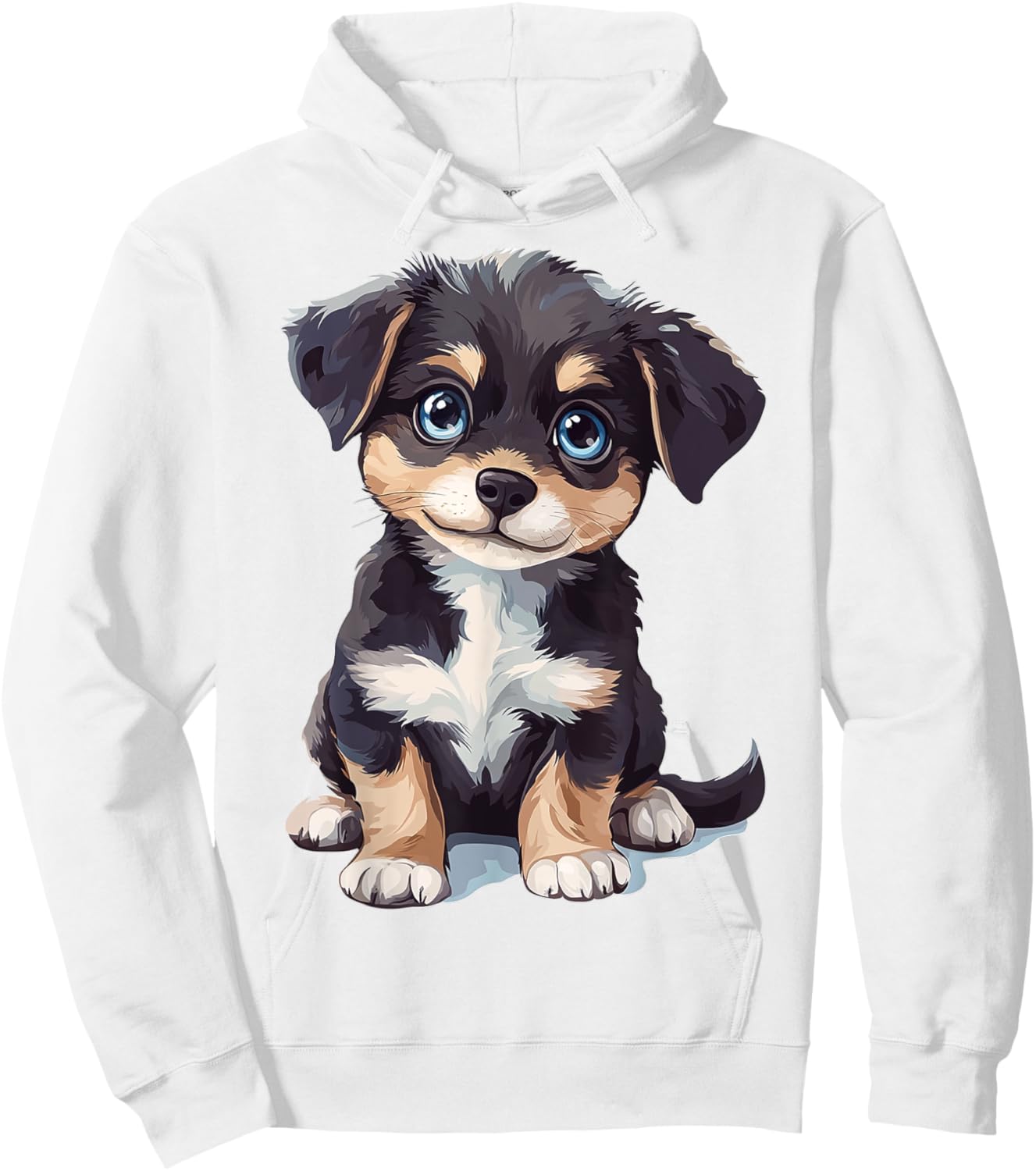 Puppy Dog Graphic Pet Art Blue Eyes Puppy Hoodie - Hoodie | White