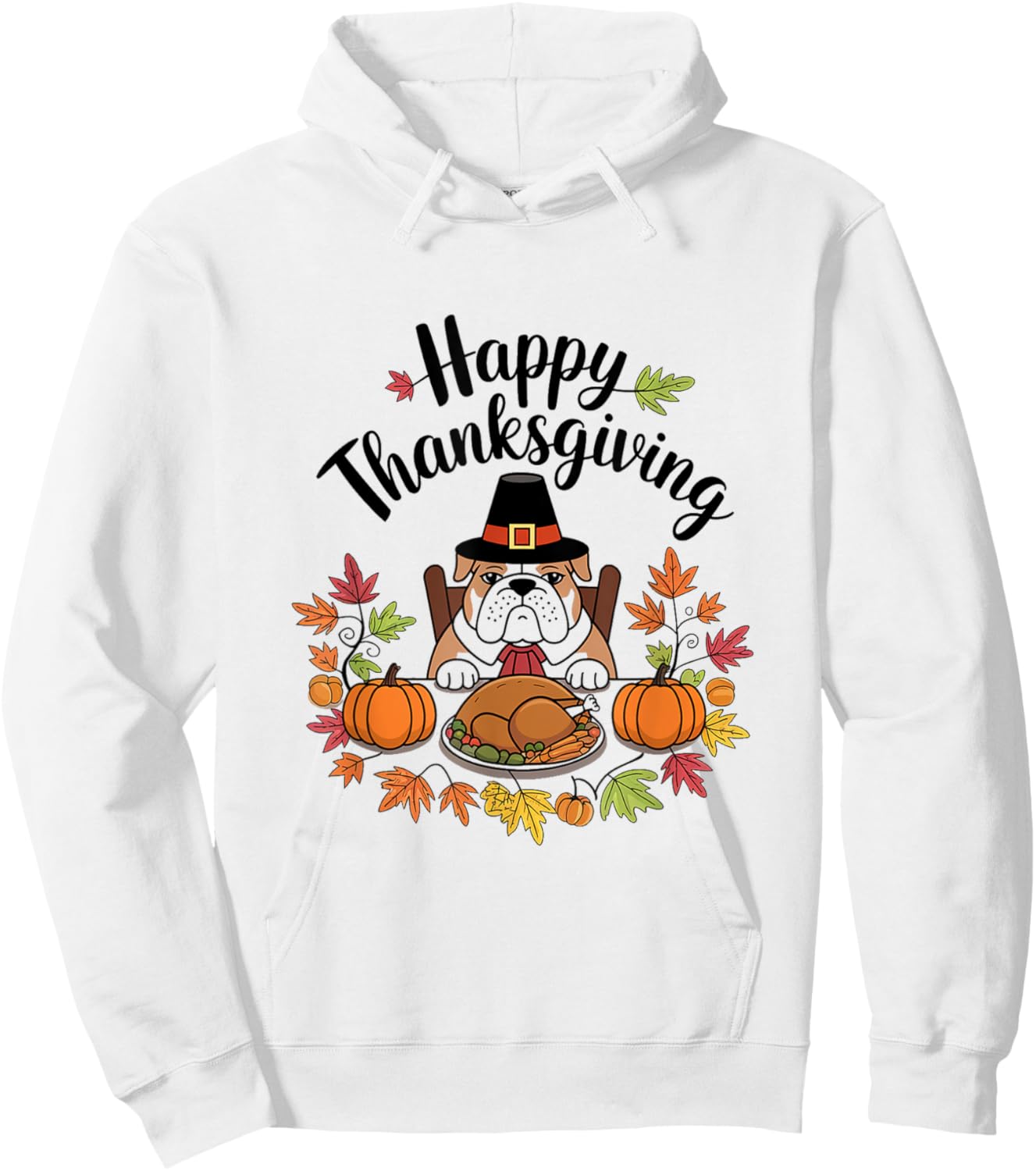 Lovers Cute Pug Turkey Dish Happy Funny Thanksgiving Gift Hoodie - Hoodie | White