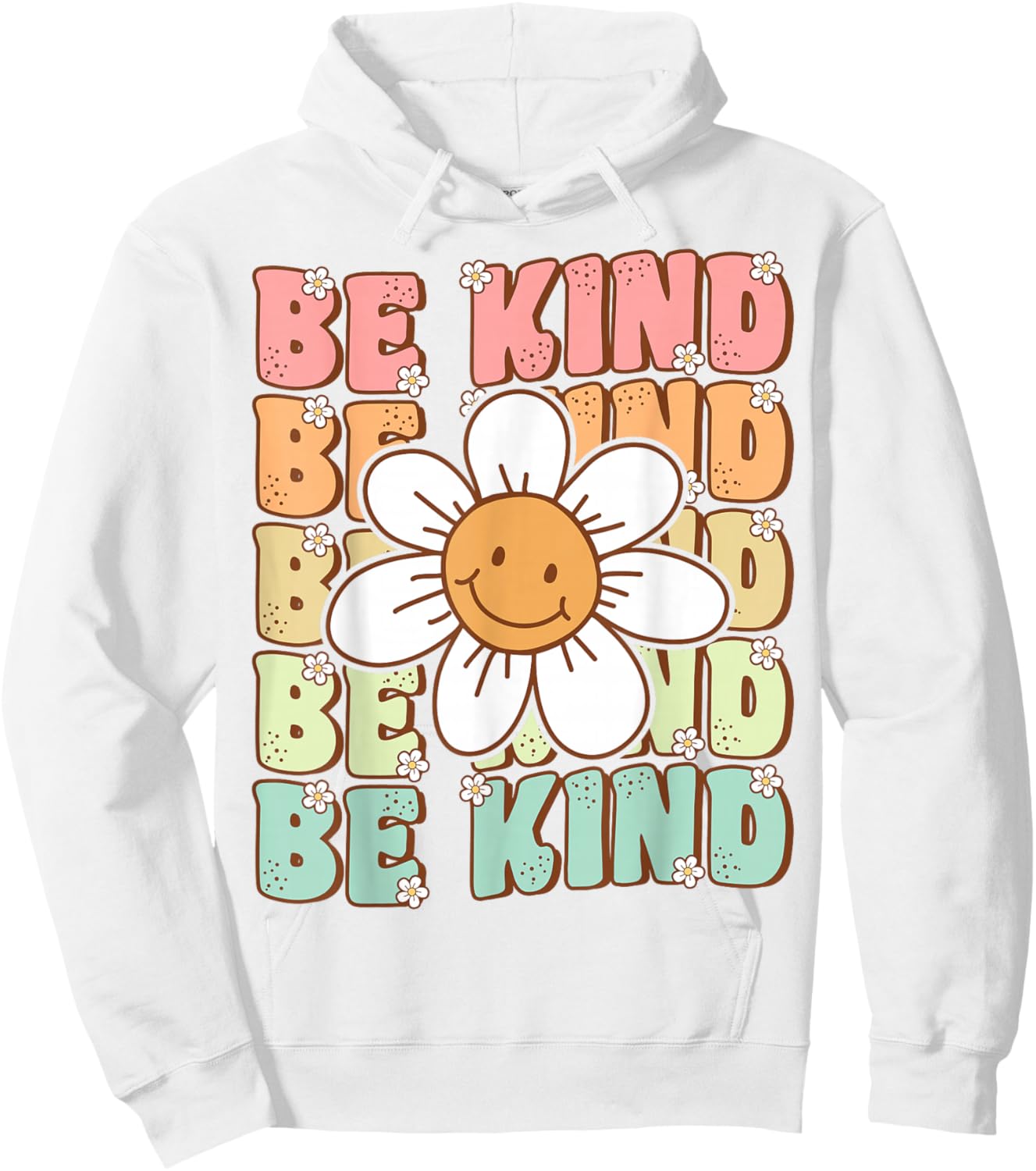 Groovy Be Kind Retro Cute Daisy Flower Positivity Kindness Hoodie - Hoodie | White