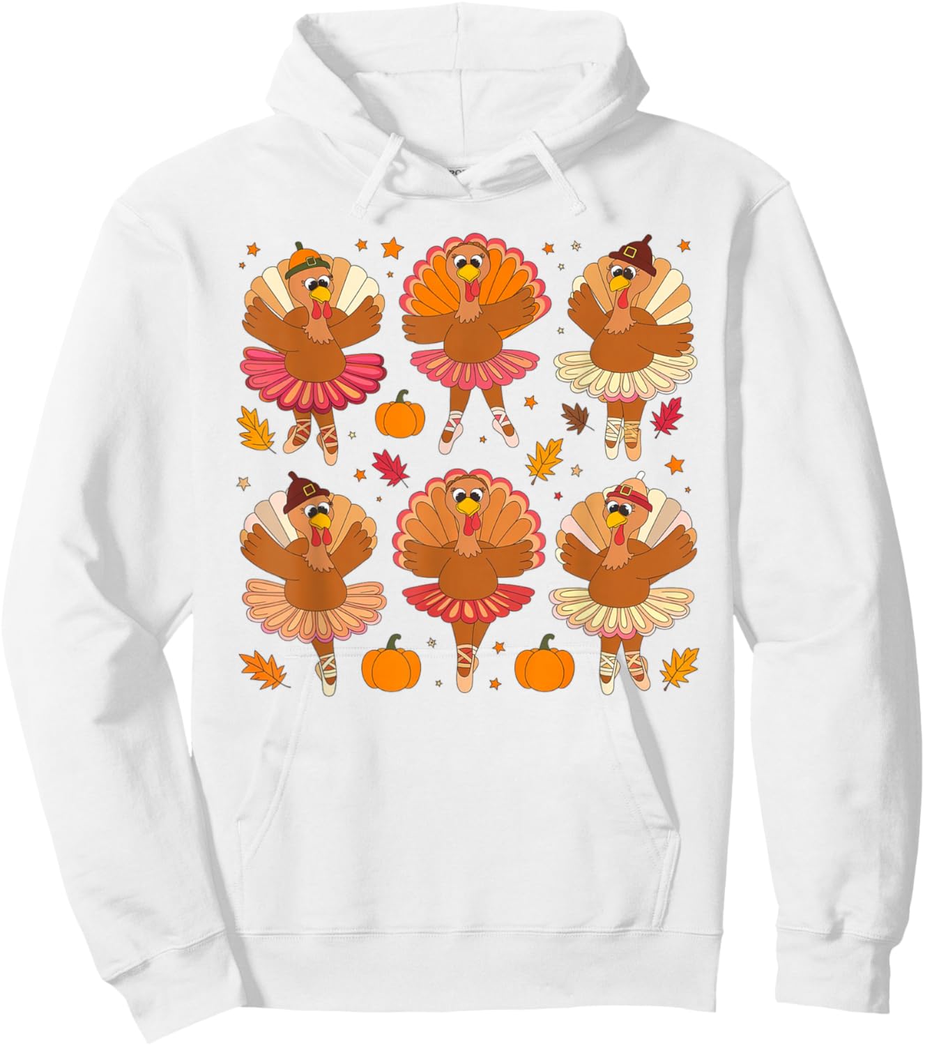 Autumn Ballerinas Dancing Cute Turkey Thanksgiving Girls Hoodie - Hoodie | White