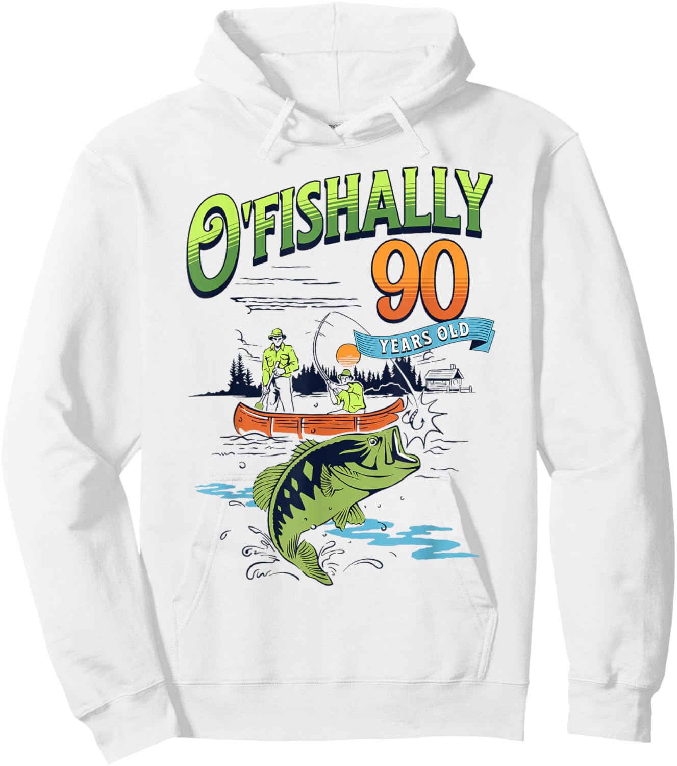 Ofishally 90 Years Old Fishing Theme 90th Birthday Fisherman Hoodie - Hoodie | White