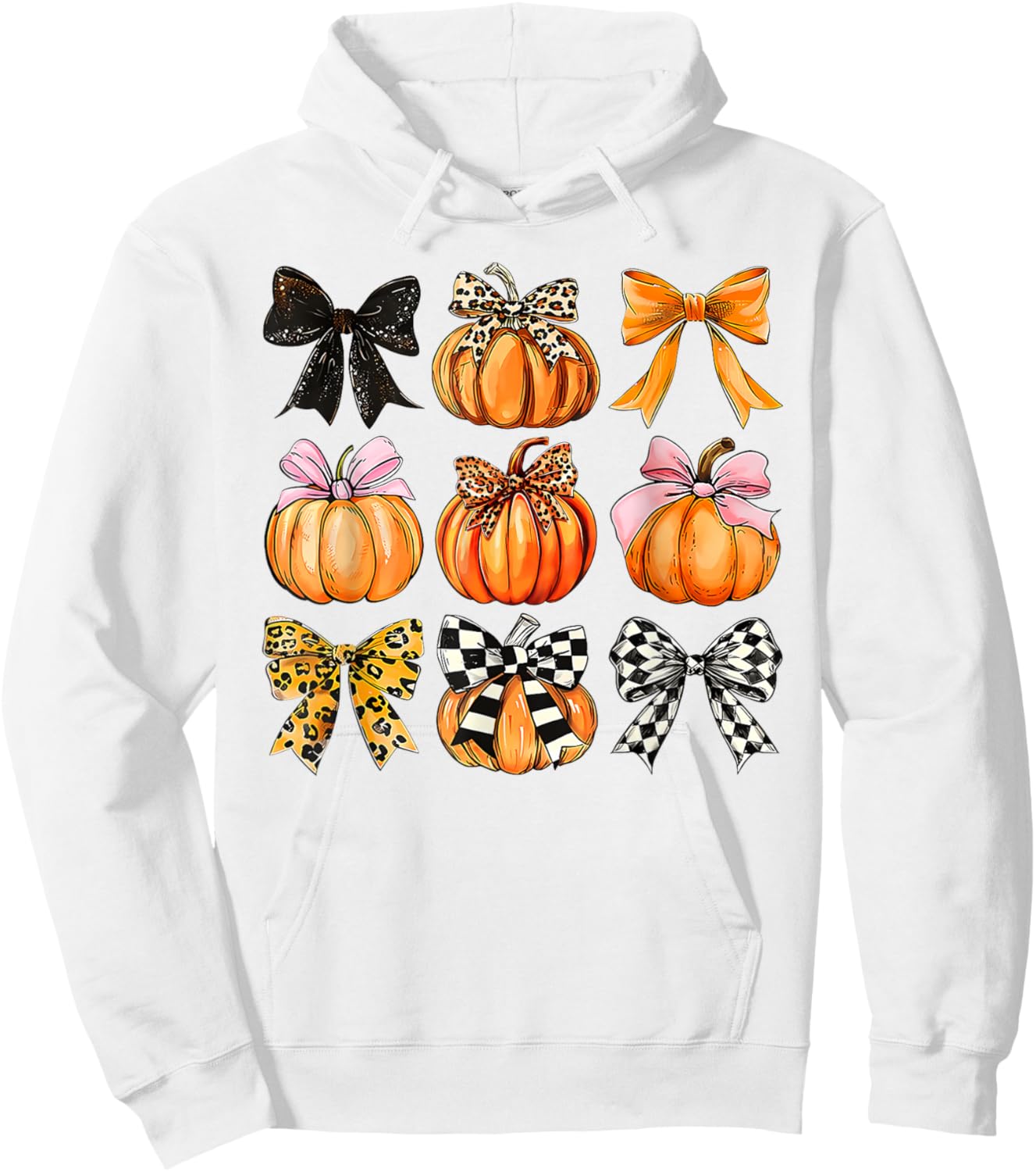Coquette Bow Pumpkin Season Thanksgiving Autumn Fall Leaves Hoodie - Hoodie | White
