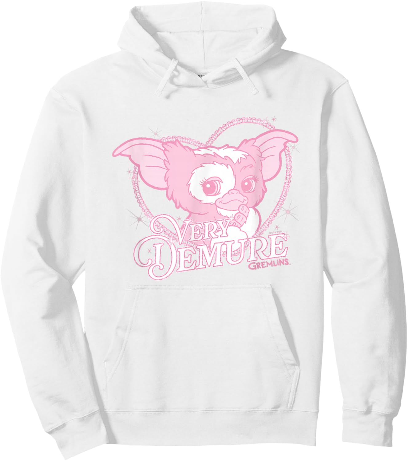 Gremlins Very Demure Cute Retro Heart Shape Big Chest Logo Hoodie - Hoodie | White