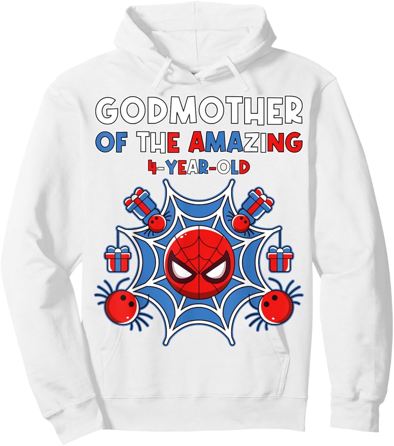 Godmother of Amazing 4-Year-Old Spider Theme Party Outfit Hoodie - Hoodie | White