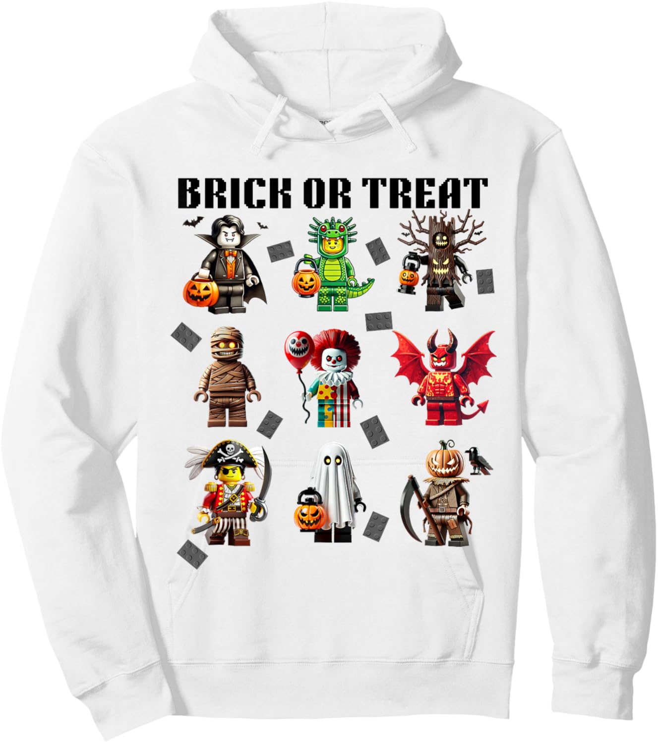 Building Bricks Halloween Brick Or Treat Costume Monsters Hoodie - Hoodie | White