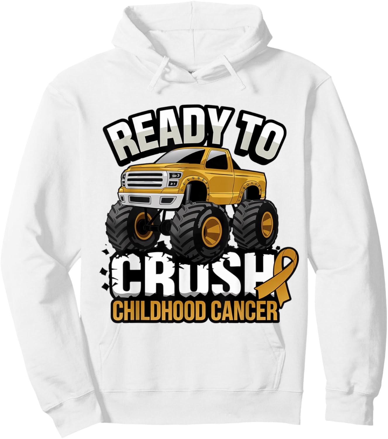 Ready To Crush Childhood Cancer Awareness Monster Truck Hoodie - Hoodie | White