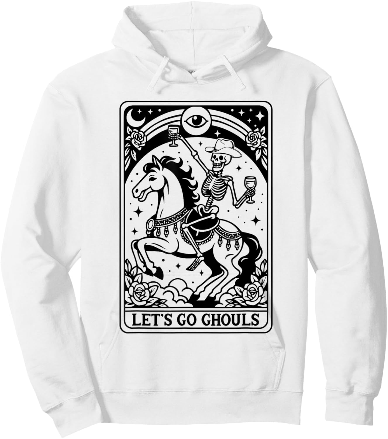 Let's Go Ghouls Skeleton Cowgirl Tarot Card Bachelorette Hoodie - Hoodie | White