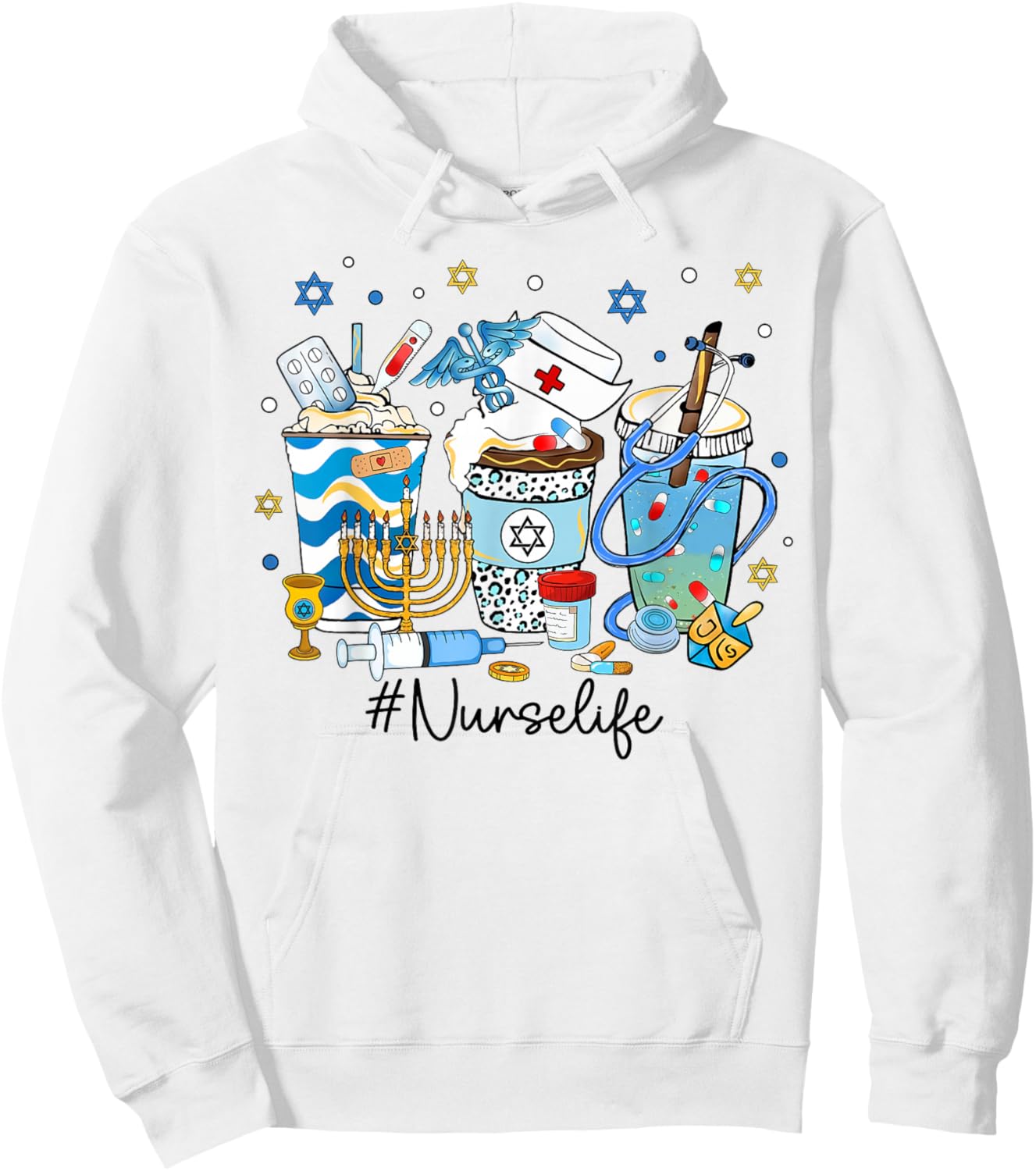 Hanukkah Nurse Life Chanukah Nursing Scrub Jewish RN Women Hoodie - Hoodie | White