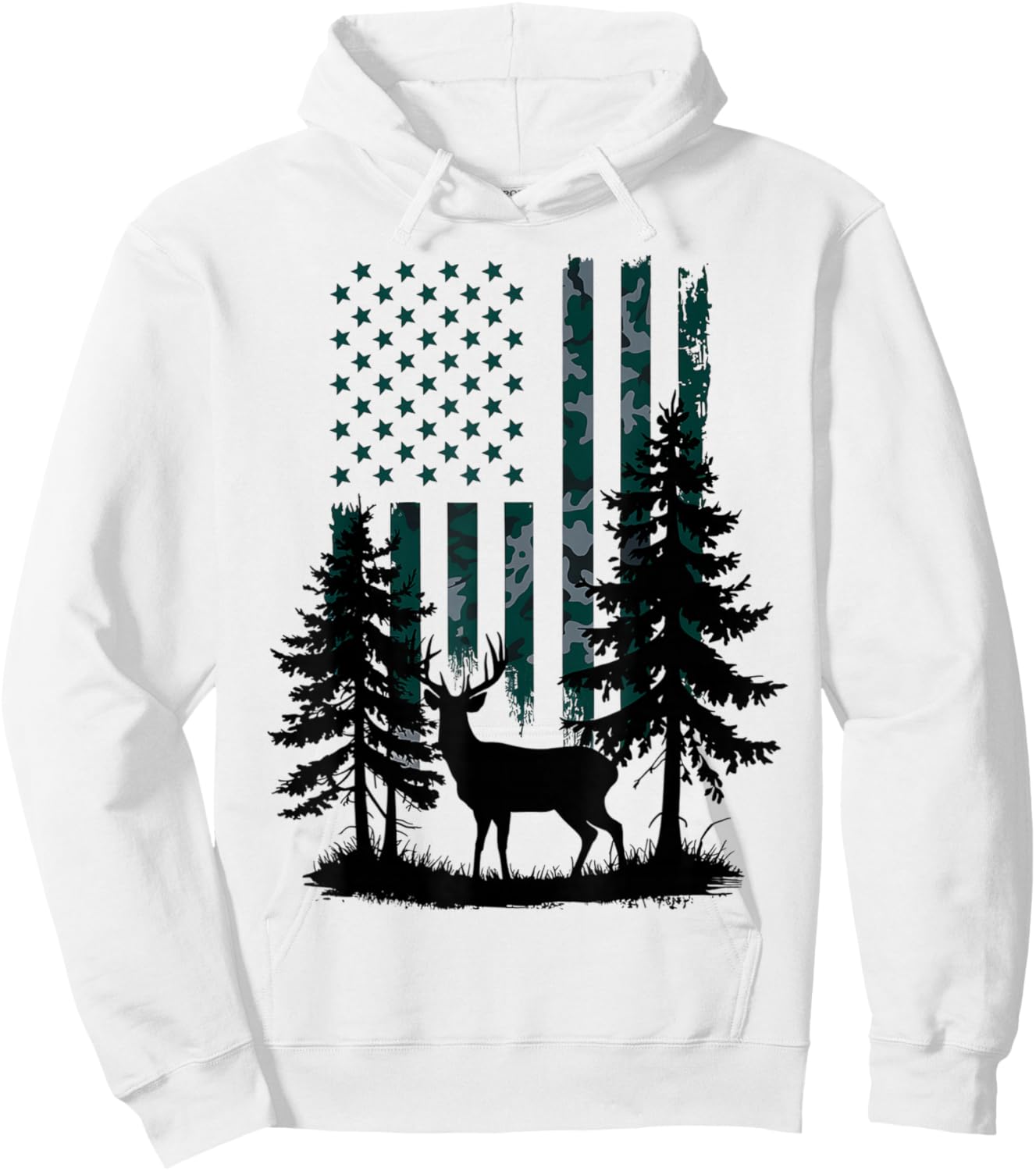 Boys Kids Orange Hunting Shirt Deer Hunter Toddler Camo Flag Hoodie - Hoodie | White