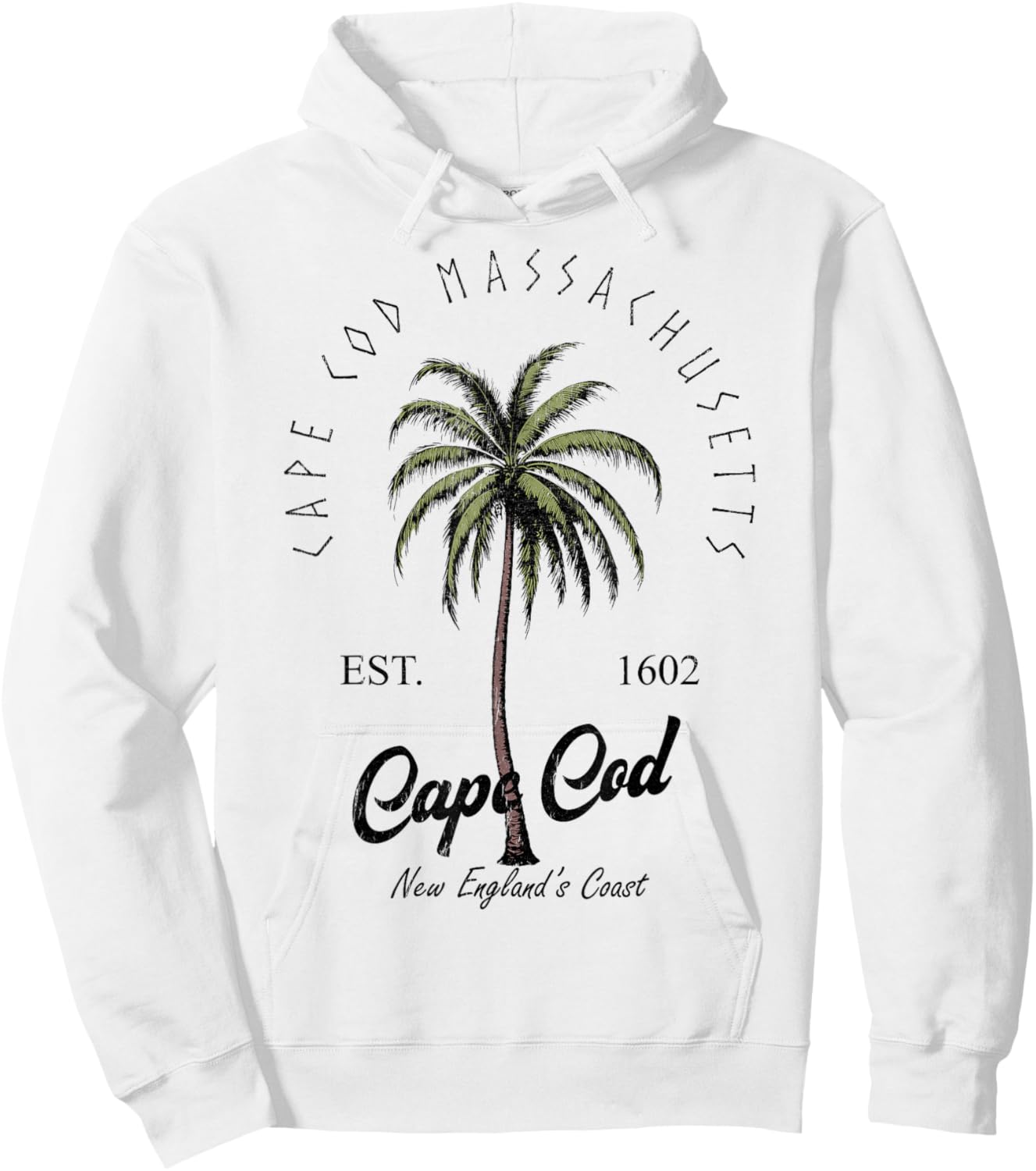 Cape Cod Massachusetts Tropical Tree Island Beach Vibes Hoodie - Hoodie | White