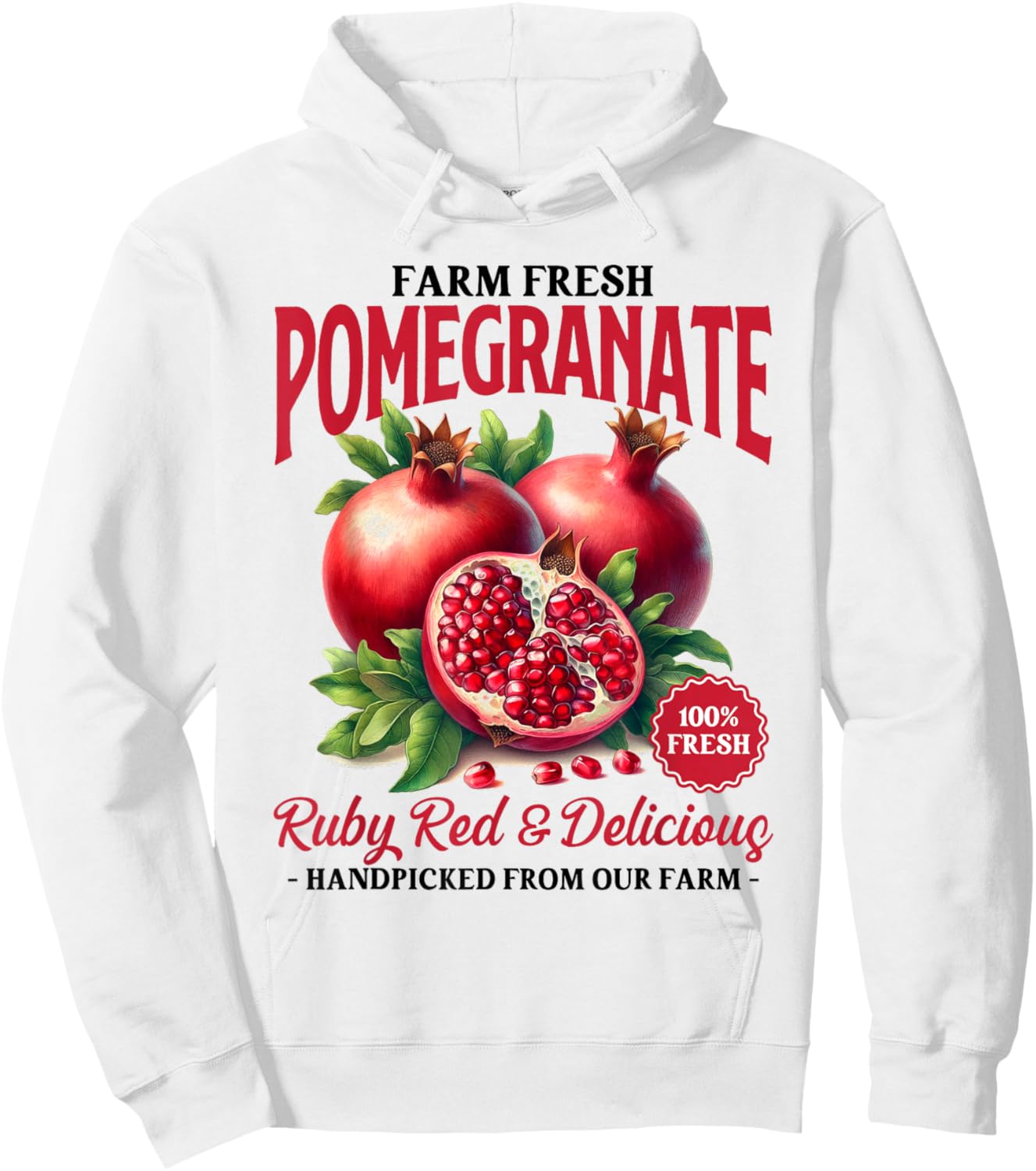 Pomegranate Farmer's Market Farm Fresh Pomegranate Lover Hoodie - Hoodie | White