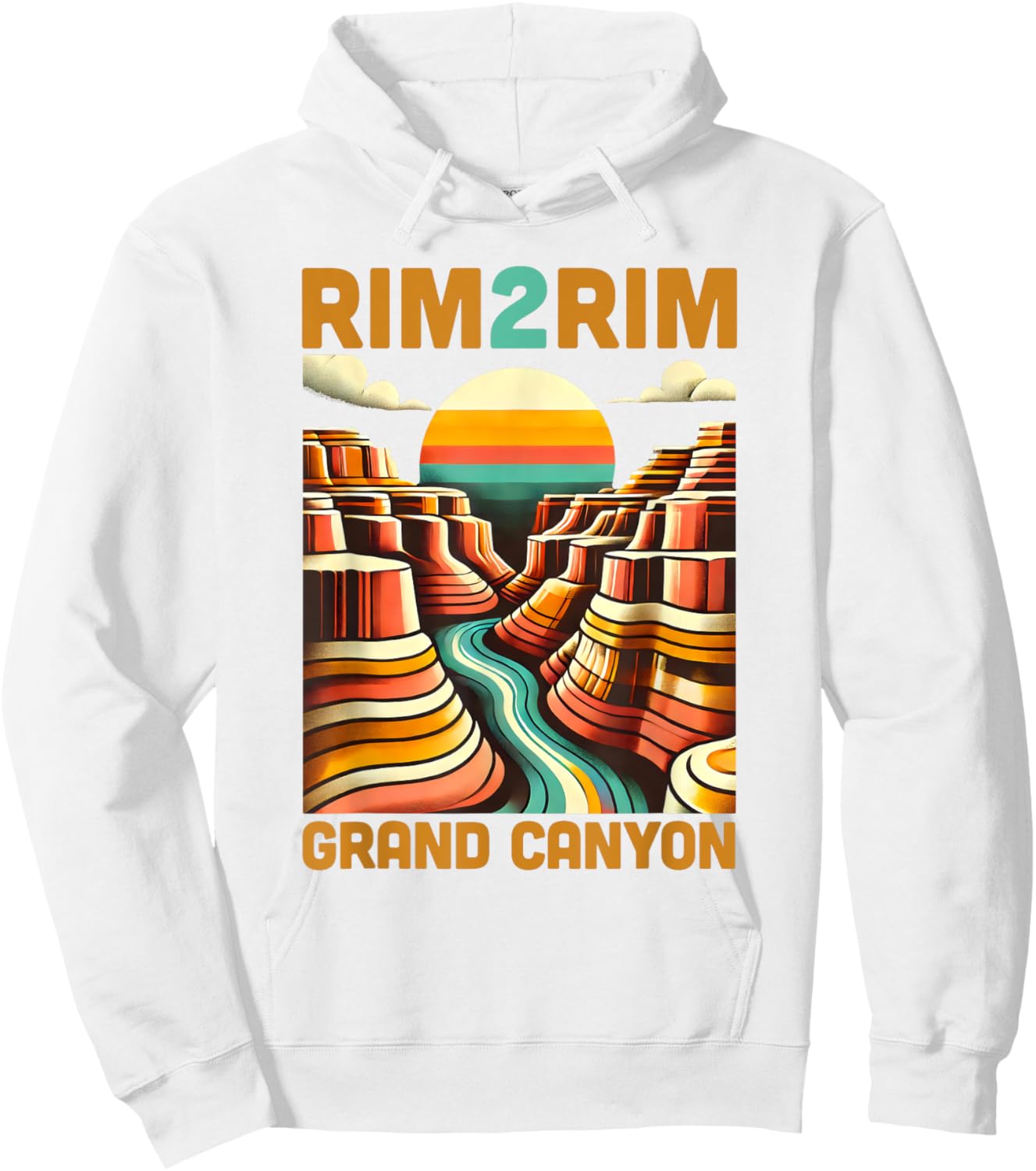Vintage Rim 2 Rim Grand Canyon Trail Run, R2R2R Run Hiking Hoodie - Hoodie | White
