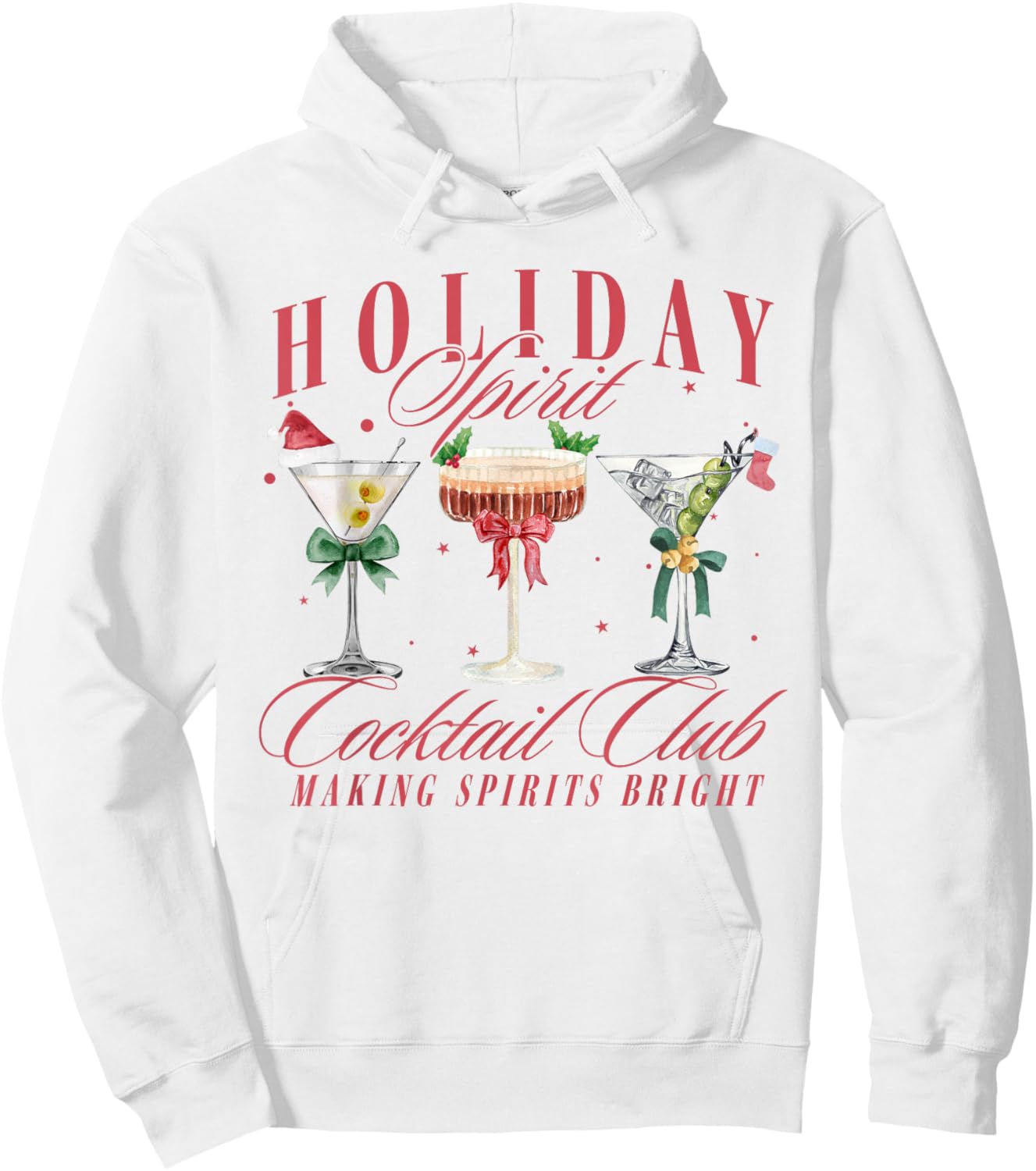 Holiday Spirit Cocktail Club Espresso Martini Christmas Hoodie - Hoodie | White
