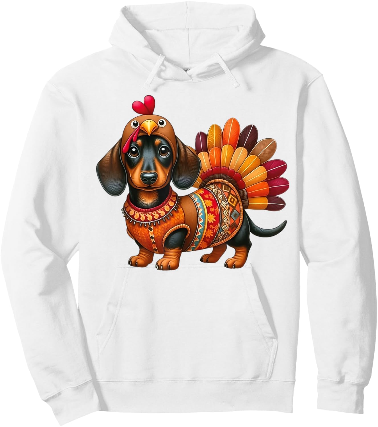 Cute Thanksgiving Turkey Weiner Dachshund Dog Costume Hoodie - Hoodie | White