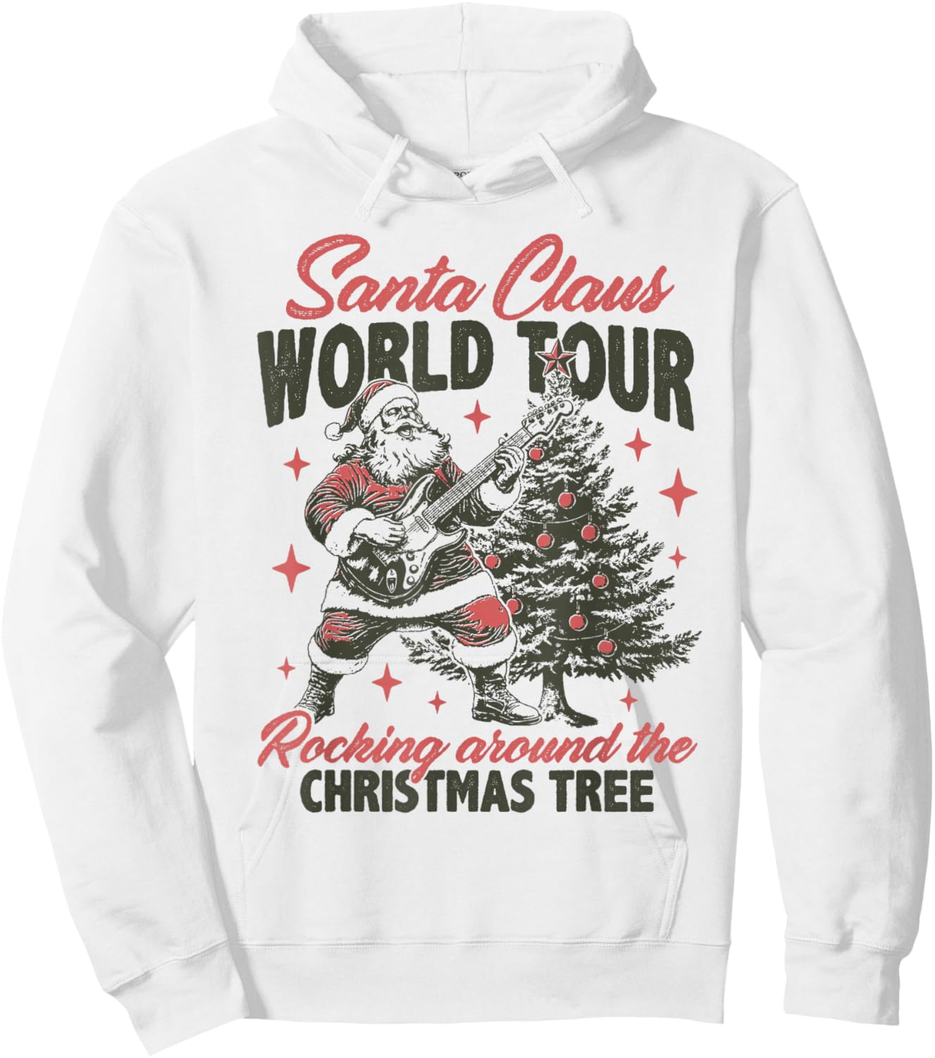 Santa Claus World Tour Rocking Around The Christmas Tree Hoodie - Hoodie | White