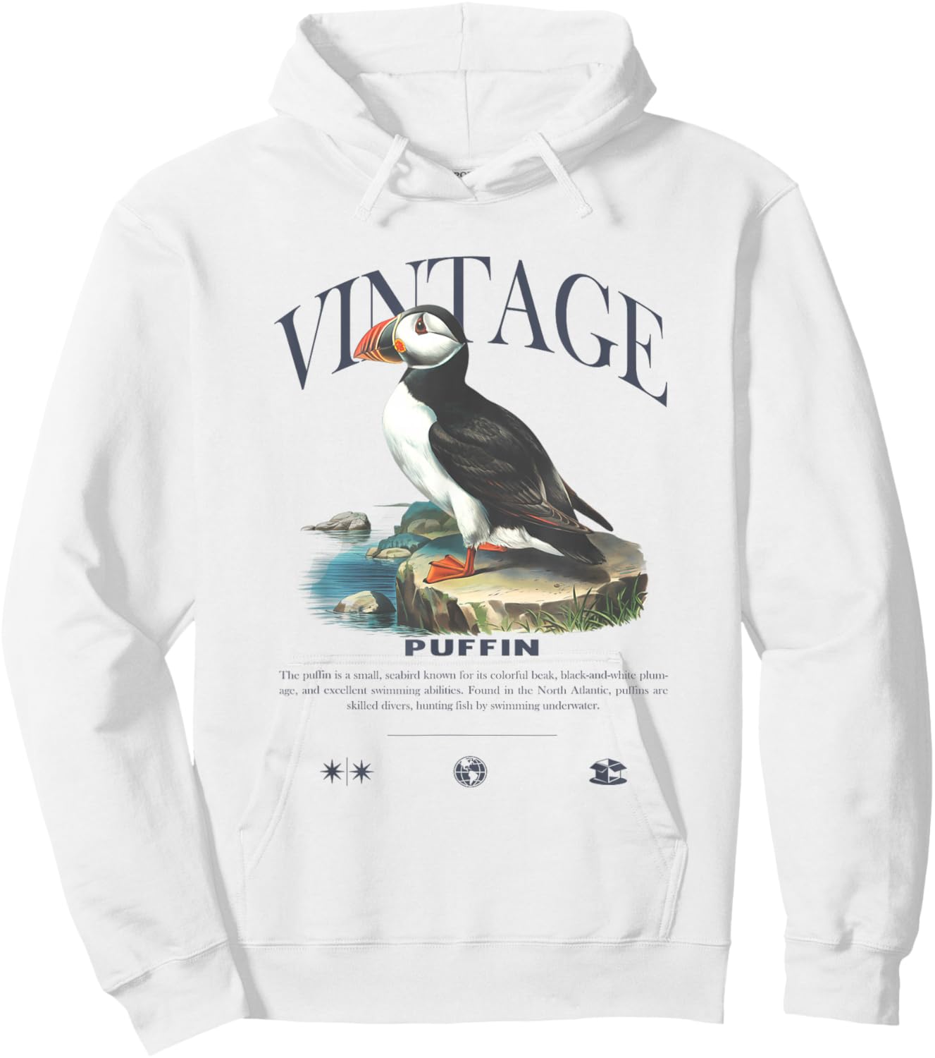 Puffin Vintage Hoodie - Hoodie | White