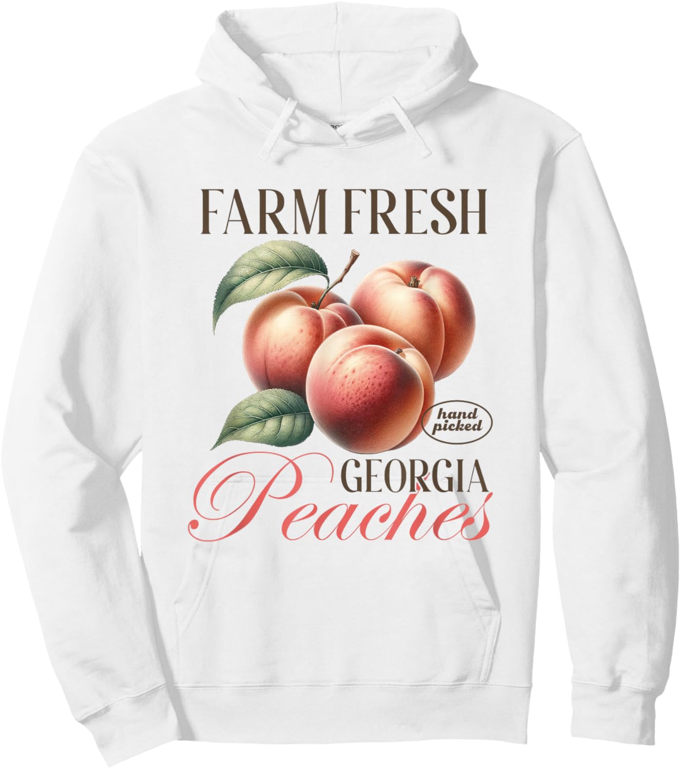 Vintage Farm Fresh Georgia Peaches Shirt Peach Fruit Lover Hoodie - Hoodie | White