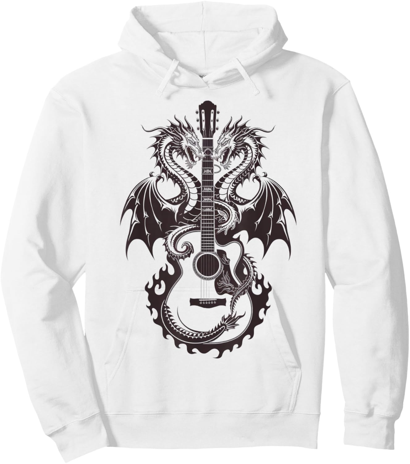 Mystical Dragon Guitar Fusion Music Lover Design Hoodie - Hoodie | White