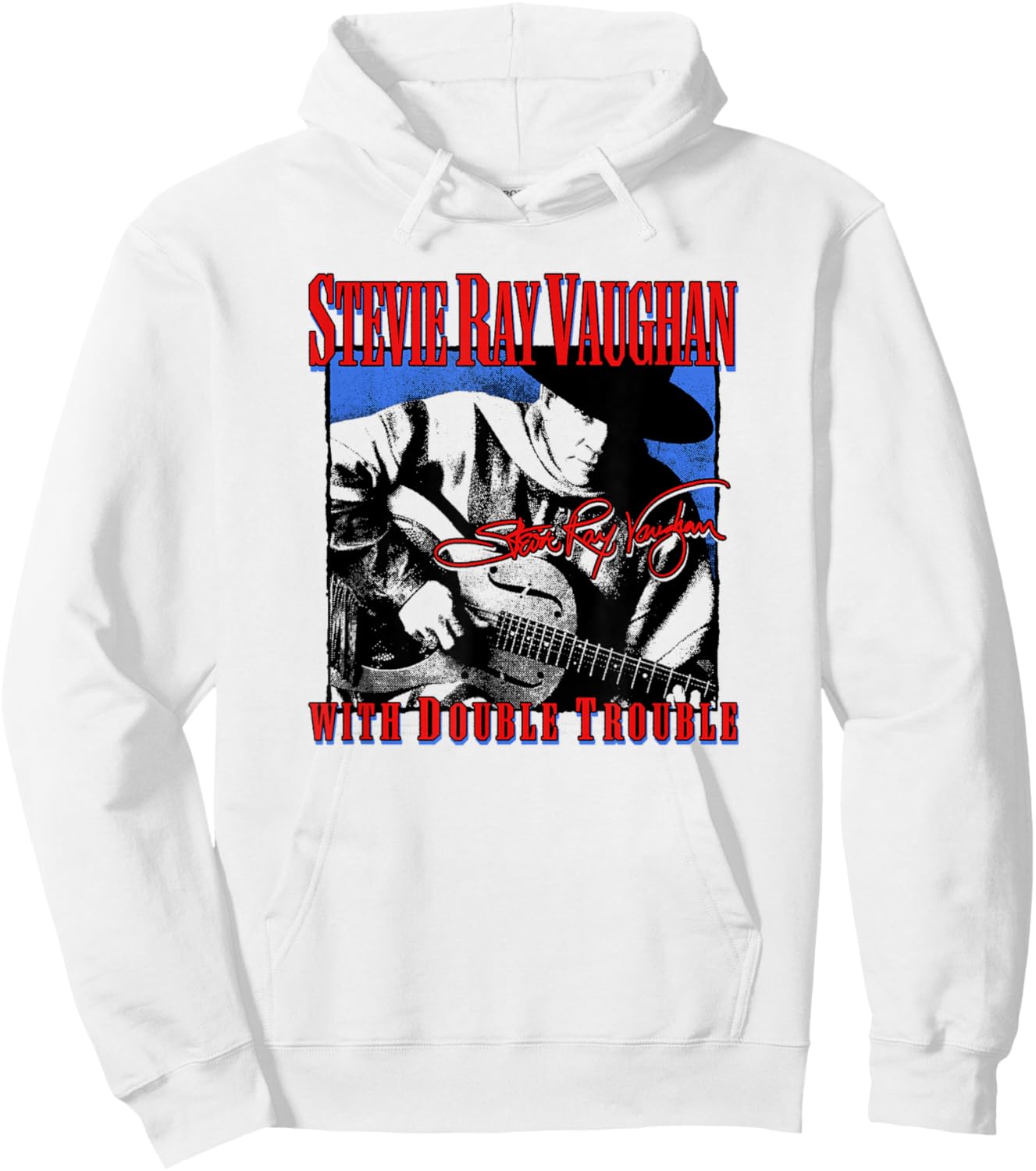 Stevie Ray Vaughan with Double Trouble Hoodie - Hoodie | White