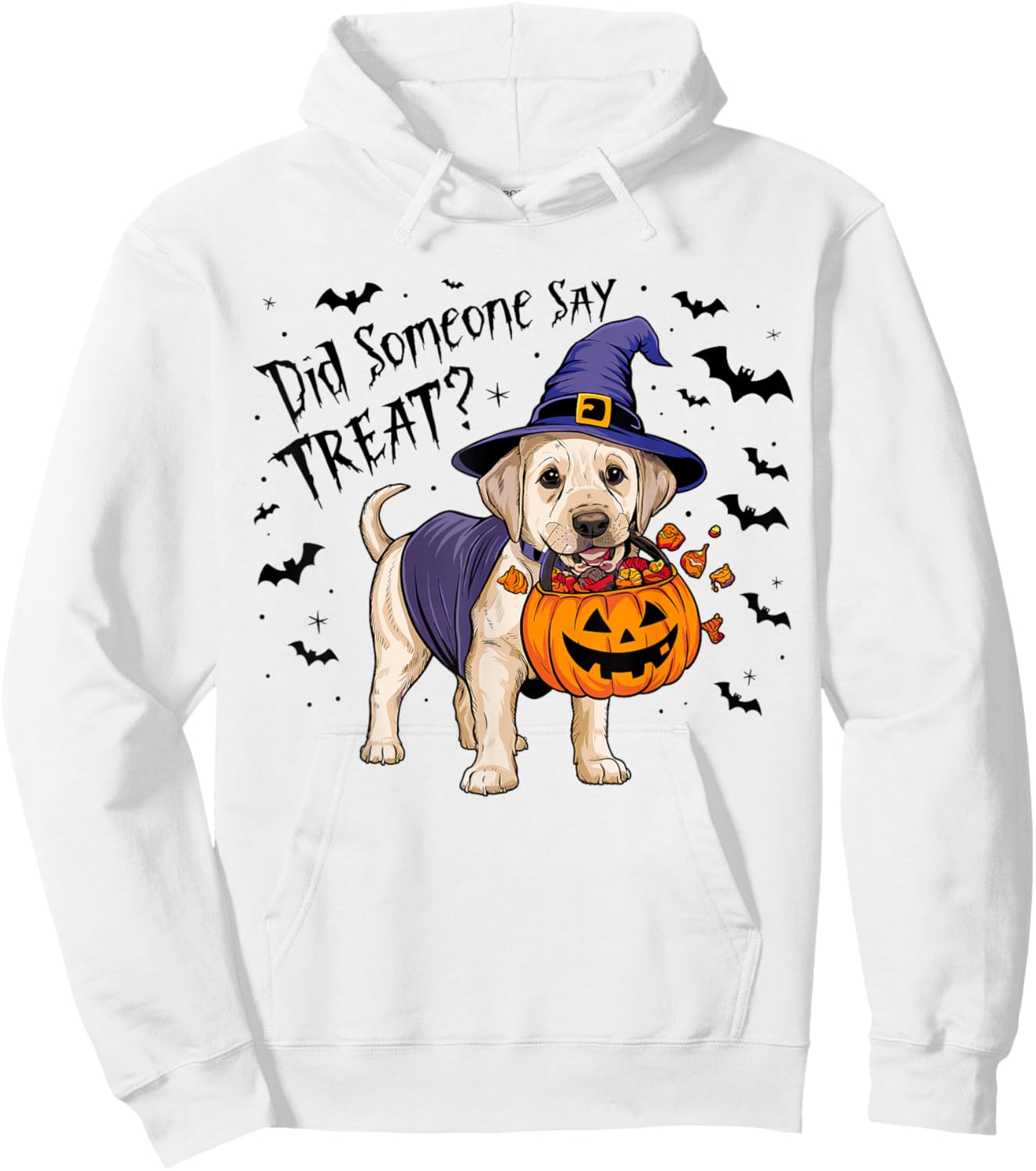 Did Someone Say Treat? Halloween Treat Labrador Witch Puppy Hoodie - Hoodie | White