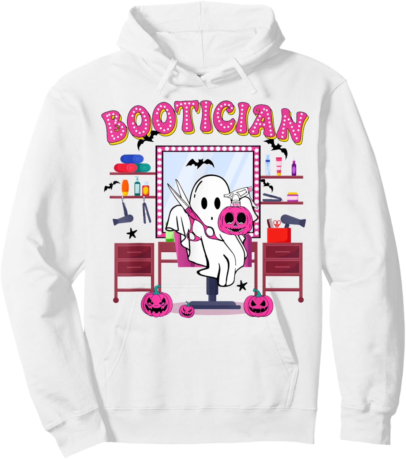 Bootician Halloween, Spooky Hair Stylist, Ghost Hair Dresser Hoodie - Hoodie | White
