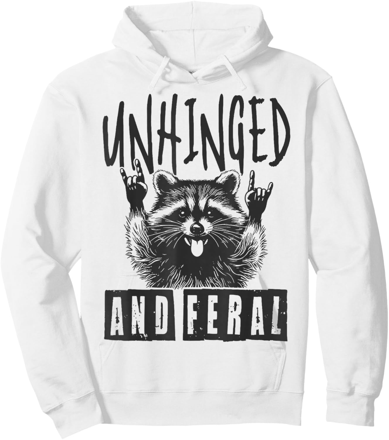Raccoon Unhinged And Feral Retro Hoodie - Hoodie | White