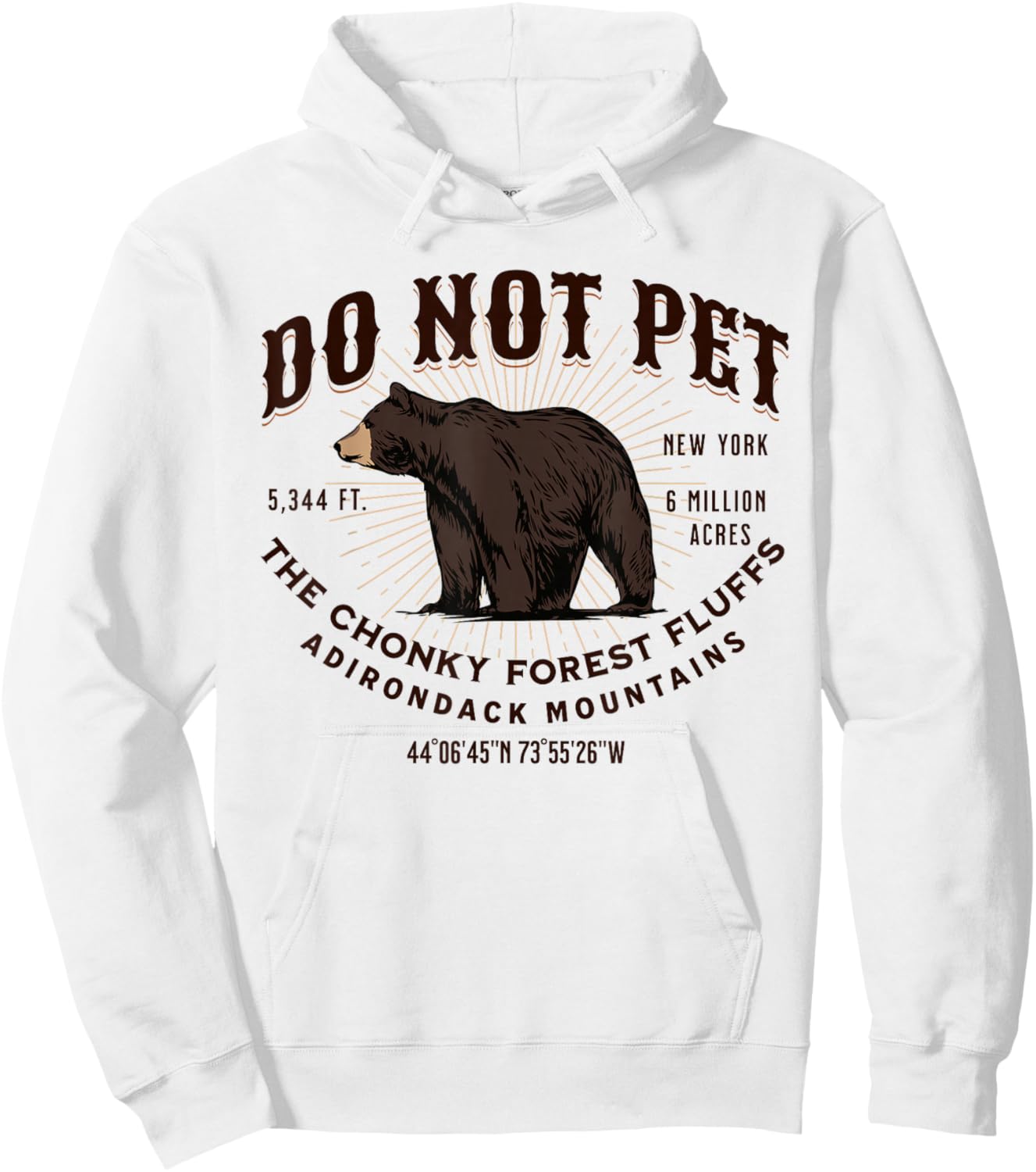Adirondack Mountains New York Black Bear Funny Souvenir Hoodie - Hoodie | White