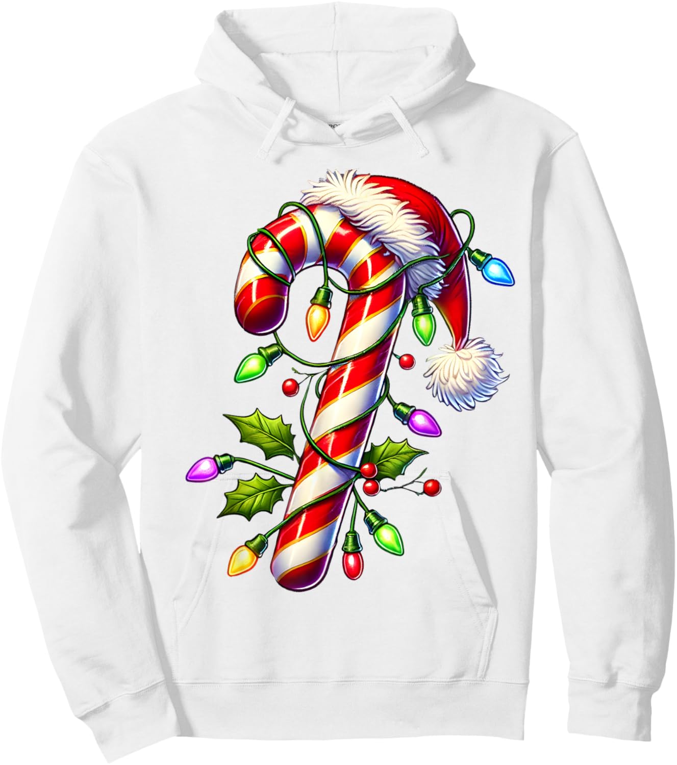 Candy Cane Crew Christmas Light Family Xmas Santa Boys Girls Hoodie - Hoodie | White