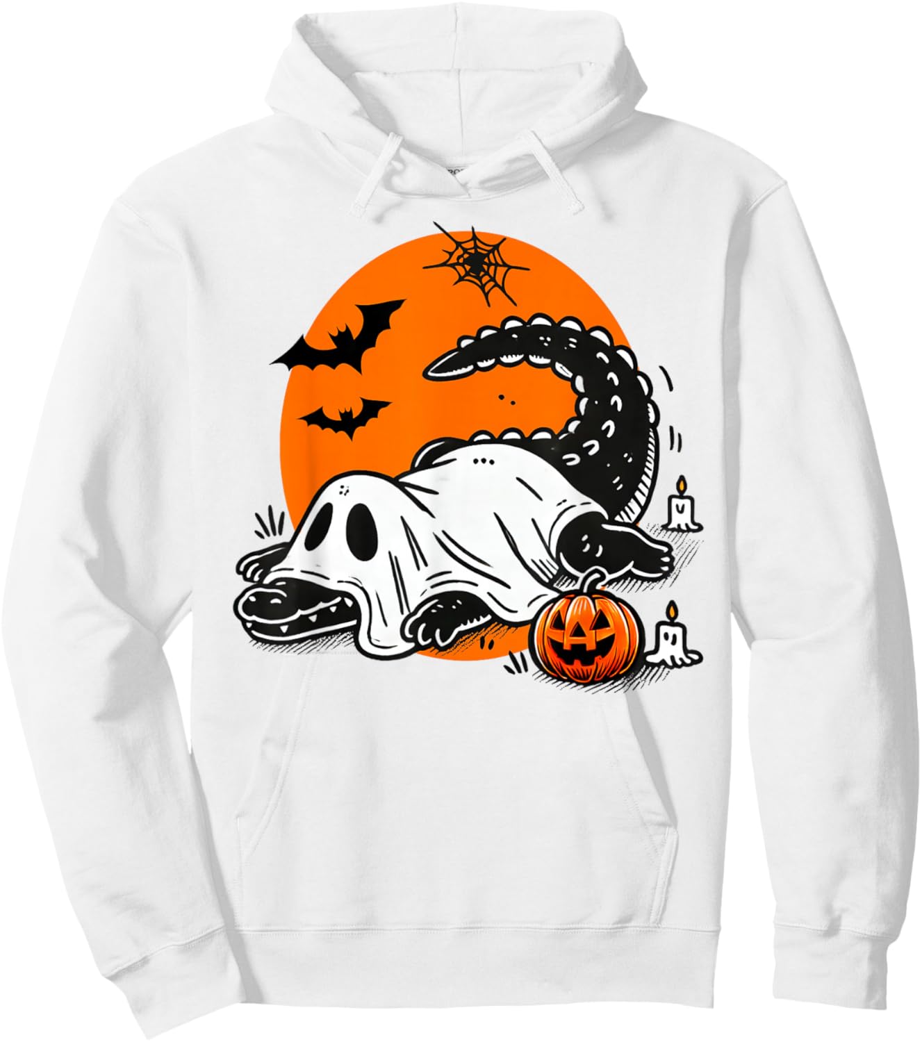 Funny Crocodile Ghost Costume Spooky Halloween Alligator Hoodie - Hoodie | White