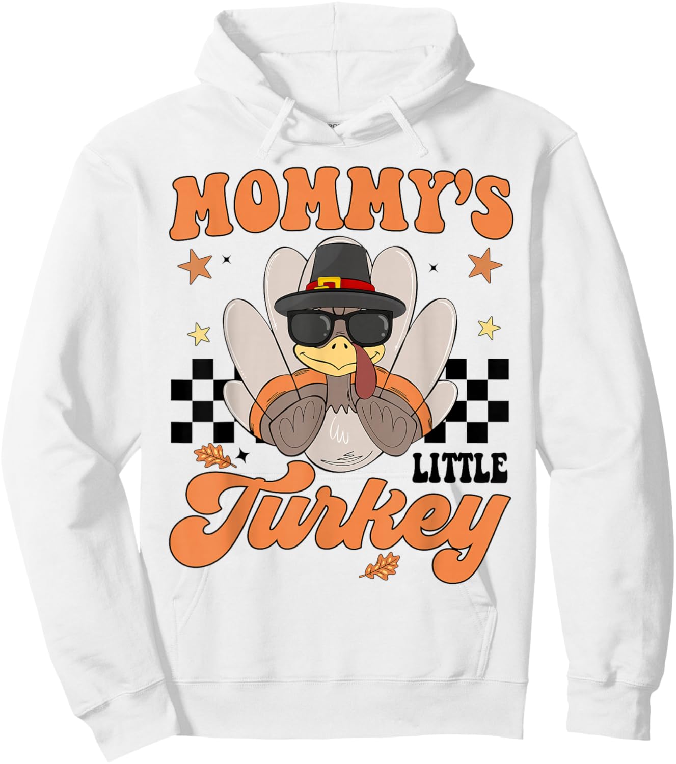 Mommy's Little Turkey Baby Boy Toddler Funny Thanksgiving Hoodie - Hoodie | White