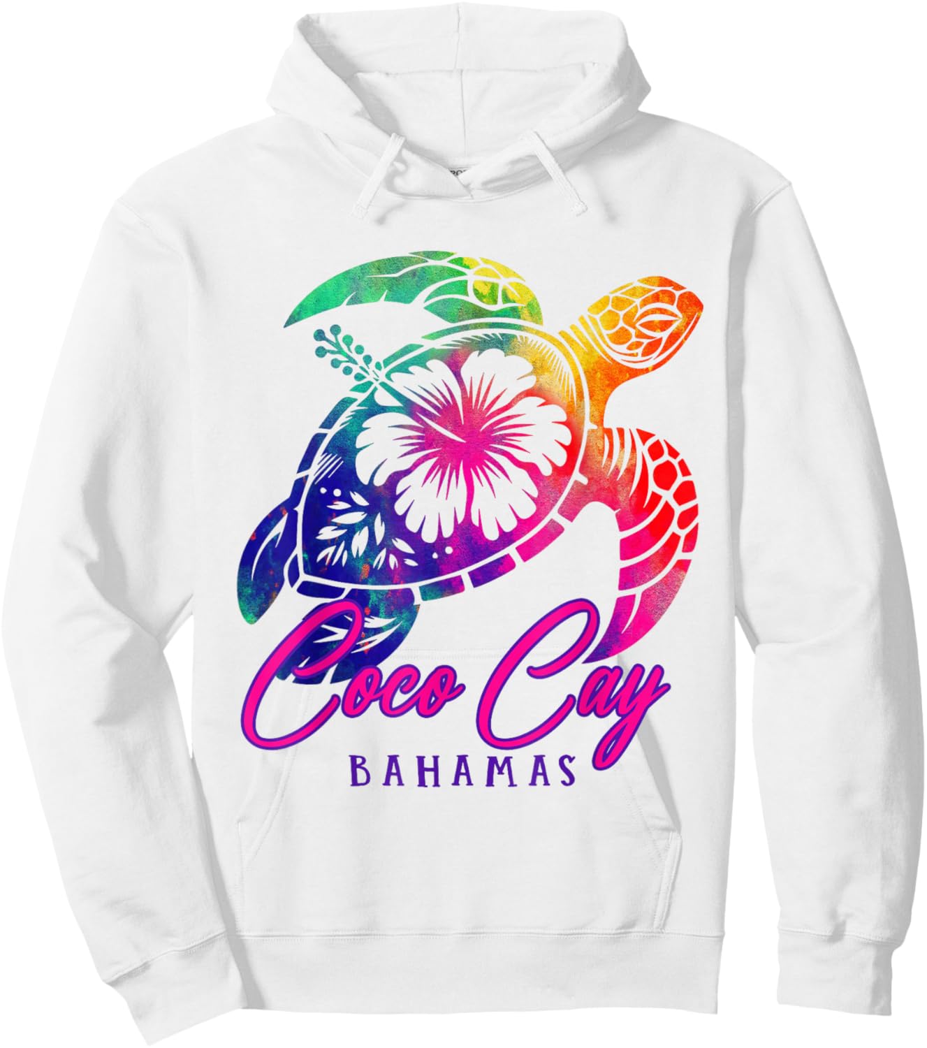 Coco Cay Tie Dye Sea Turtle Hibiscus Bahamas Vacation 2025 Hoodie - Hoodie | White