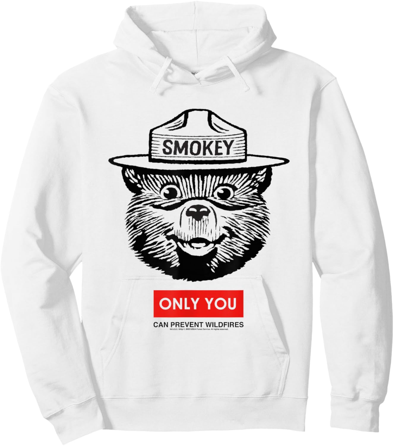 Smokey Bear Only You Can Prevent Forest Fires Minimal Face Hoodie - Hoodie | White