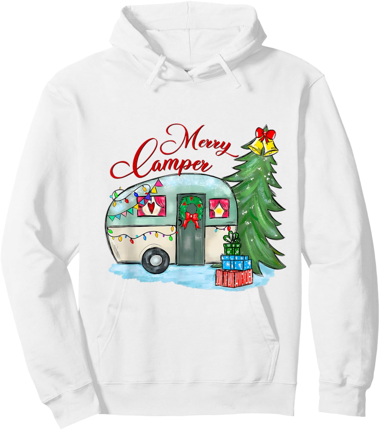 Merry Camper Christmas Santa Camper Camping Truck Xmas Tree Hoodie - Hoodie | White