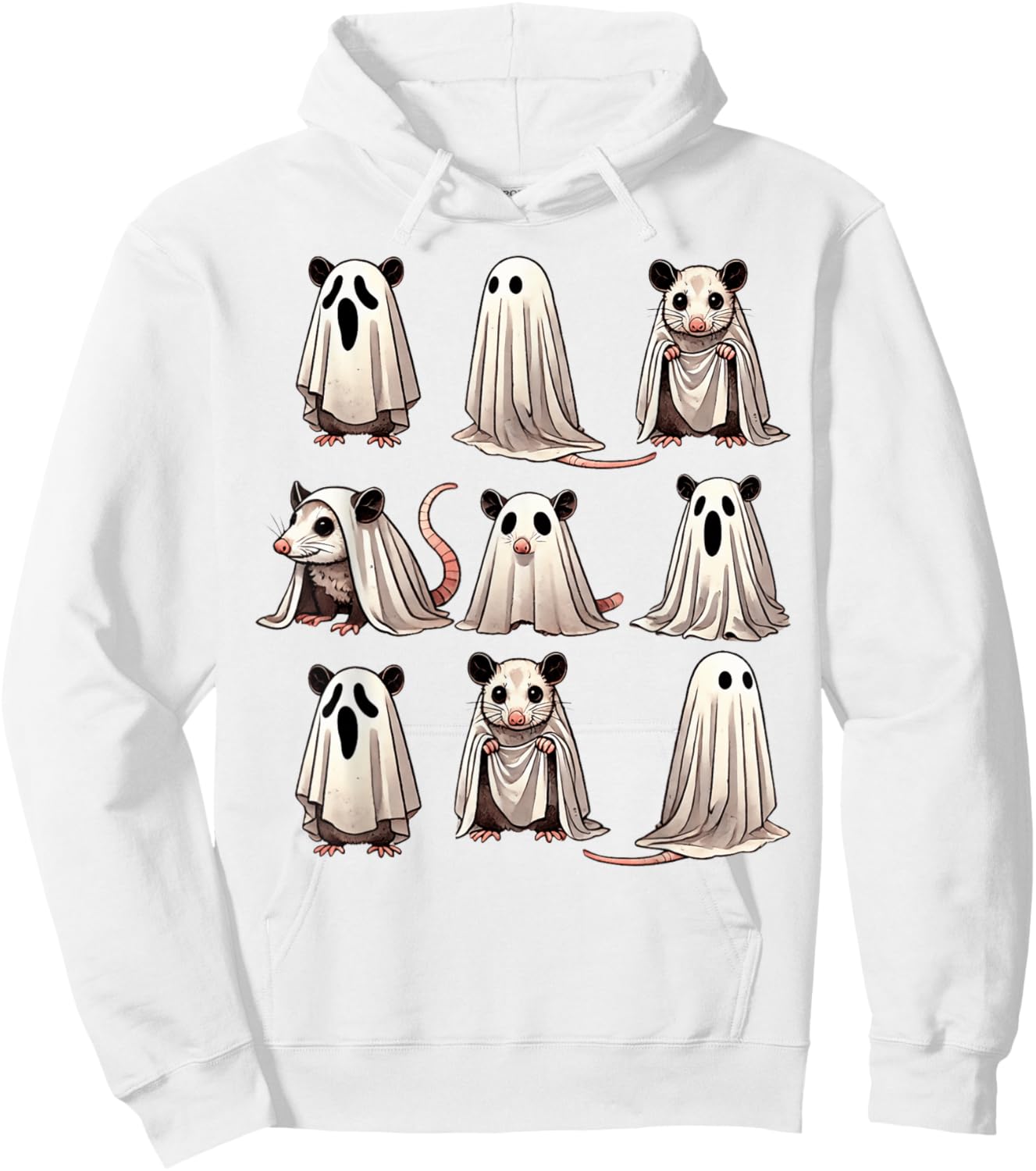 Cute Ghost Opossum Funny Halloween Outfit Costumes Opossum Hoodie - Hoodie | White