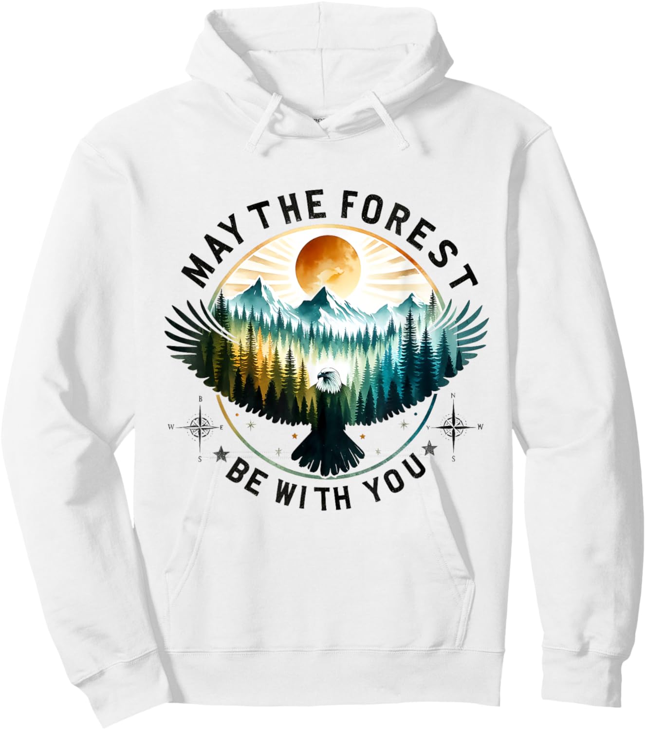 May The Forest Be With You Flying Eagle Sky Forest Hoodie - Hoodie | White