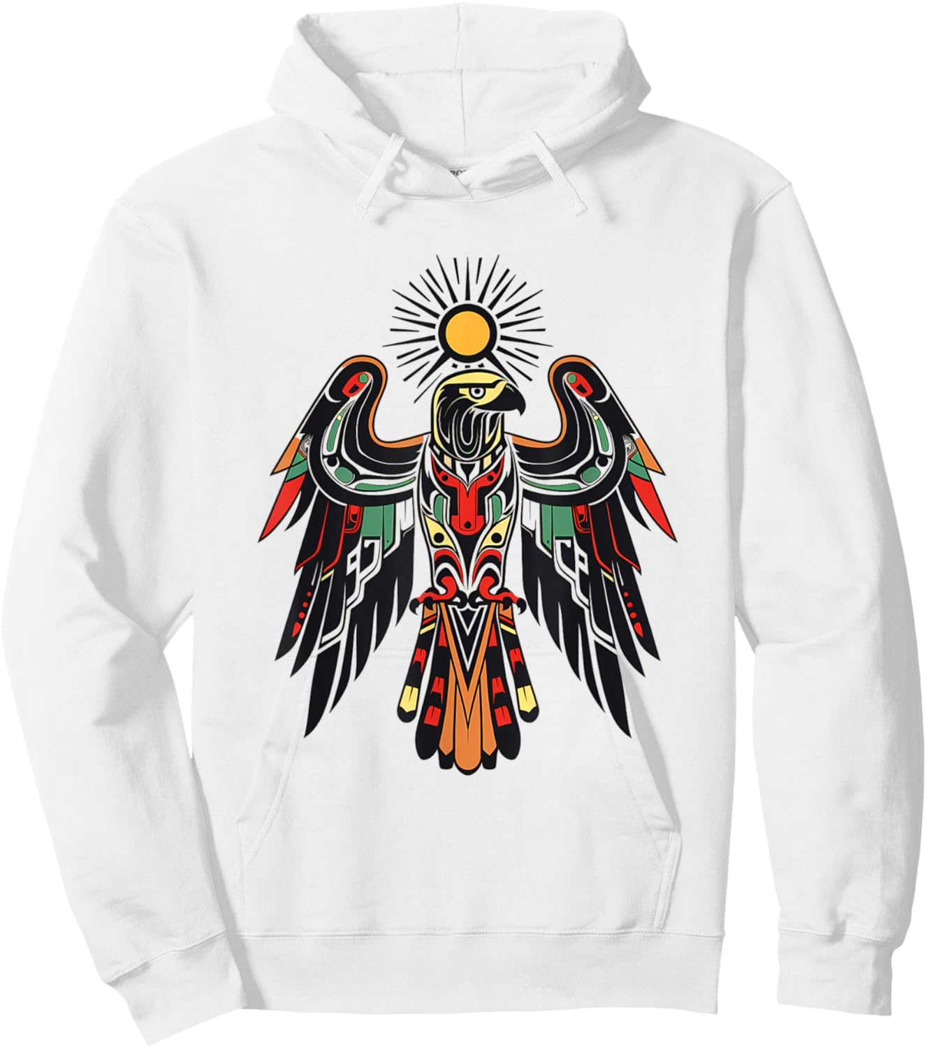 Eagle Tribal Art Shop Thunderbird Eagle Native American Tribal Art , -Adults & Kids, Grey, Small, Short Sleeve Hoodie - Hoodie | White