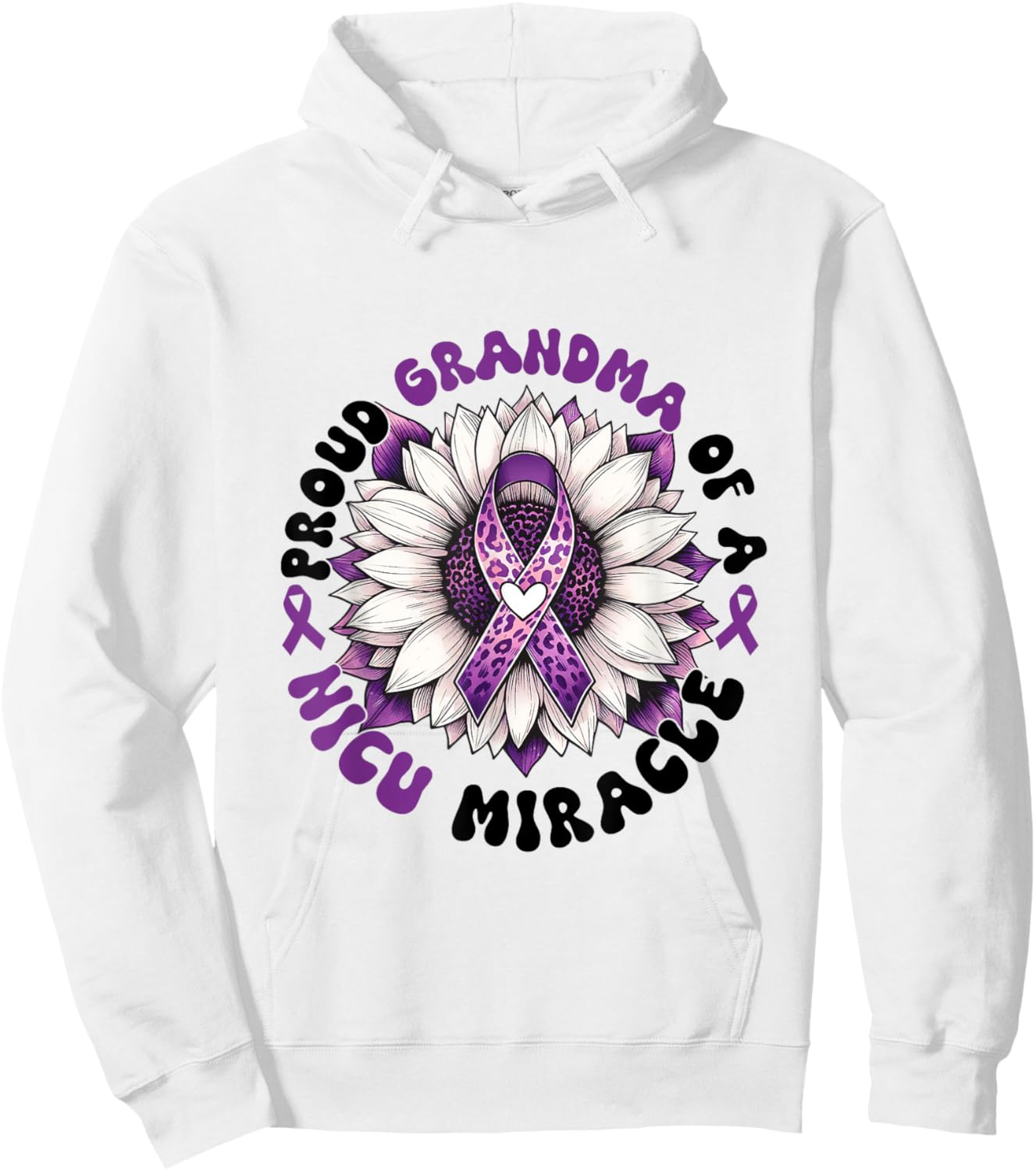 Proud Grandma Of A NICU Miracle Sunflower Prematurity Month Hoodie - Hoodie | White
